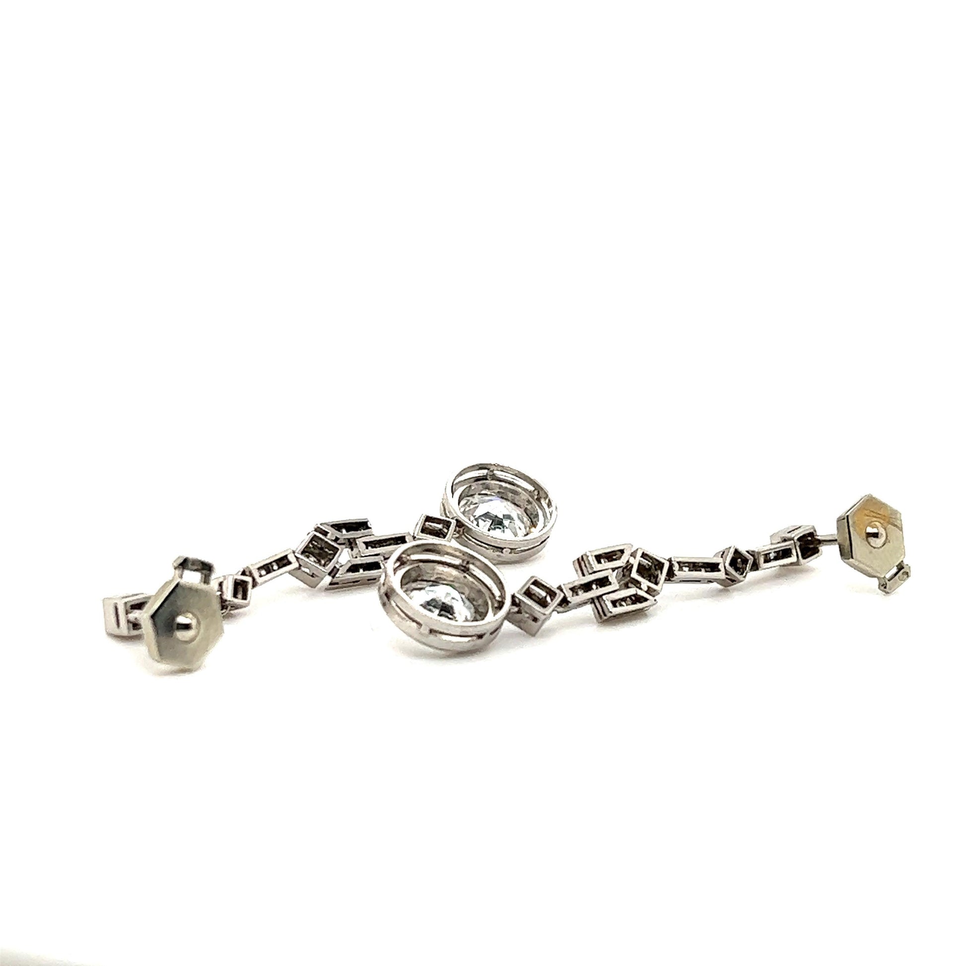 Art Deco French Made Diamond Dangling Platinum Earrings