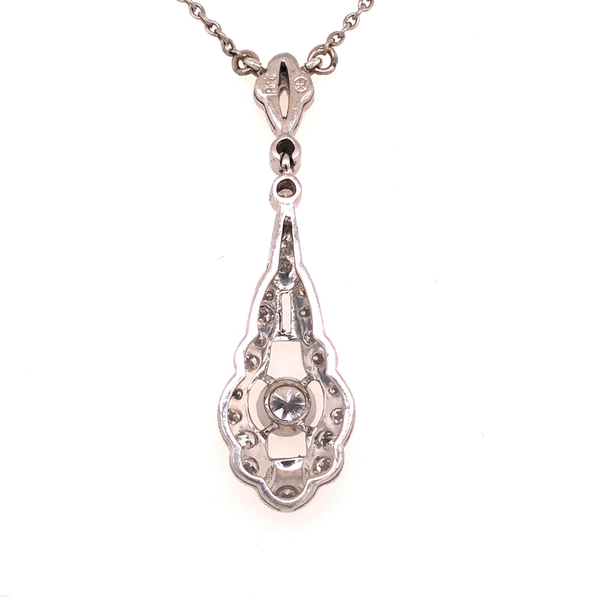 Art Deco Style Diamond Pendant Necklace 18 Karat White Gold