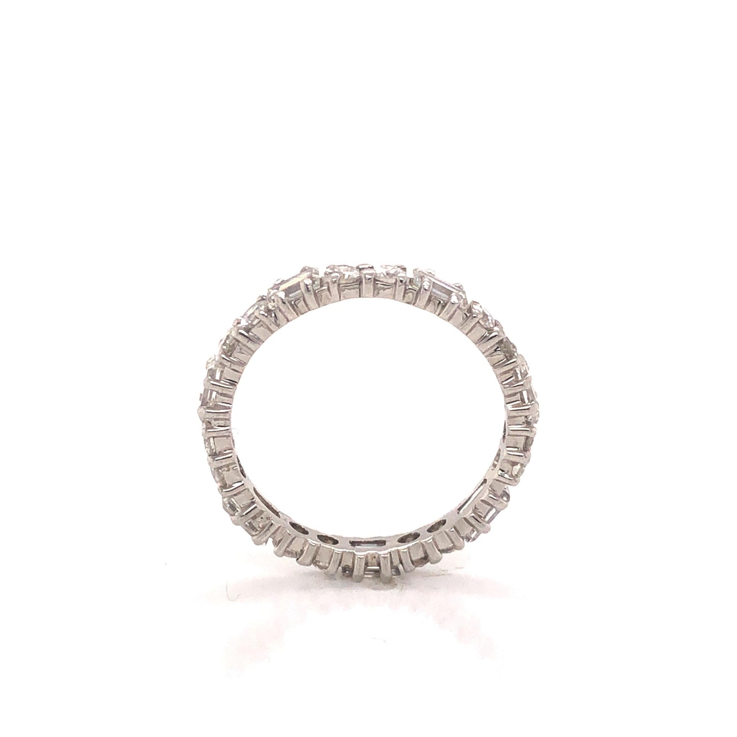 Baguette & Round Cut Diamond East West Set 18k Wedding Band