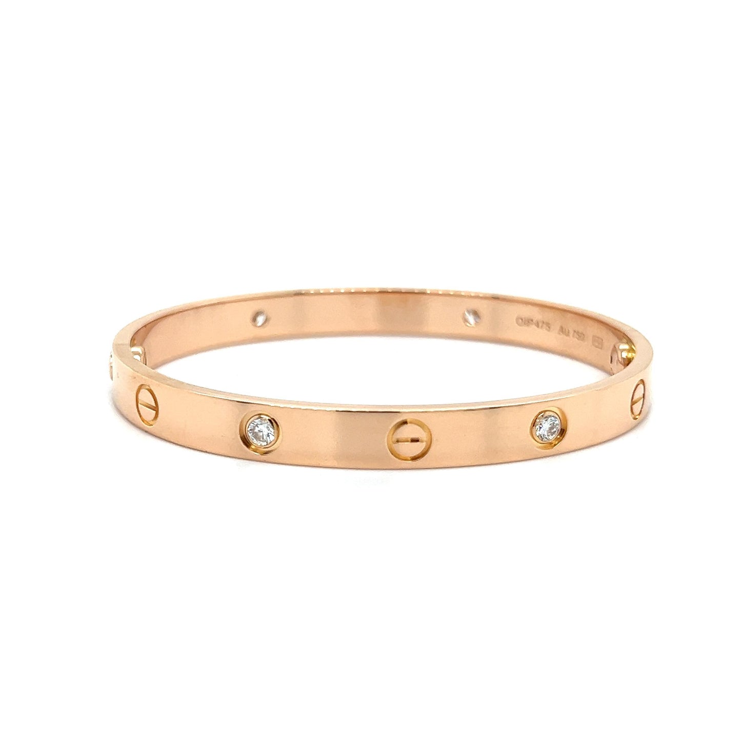 Cartier Love Bracelet 18 Karat Rose Gold 4 Diamond New Style
