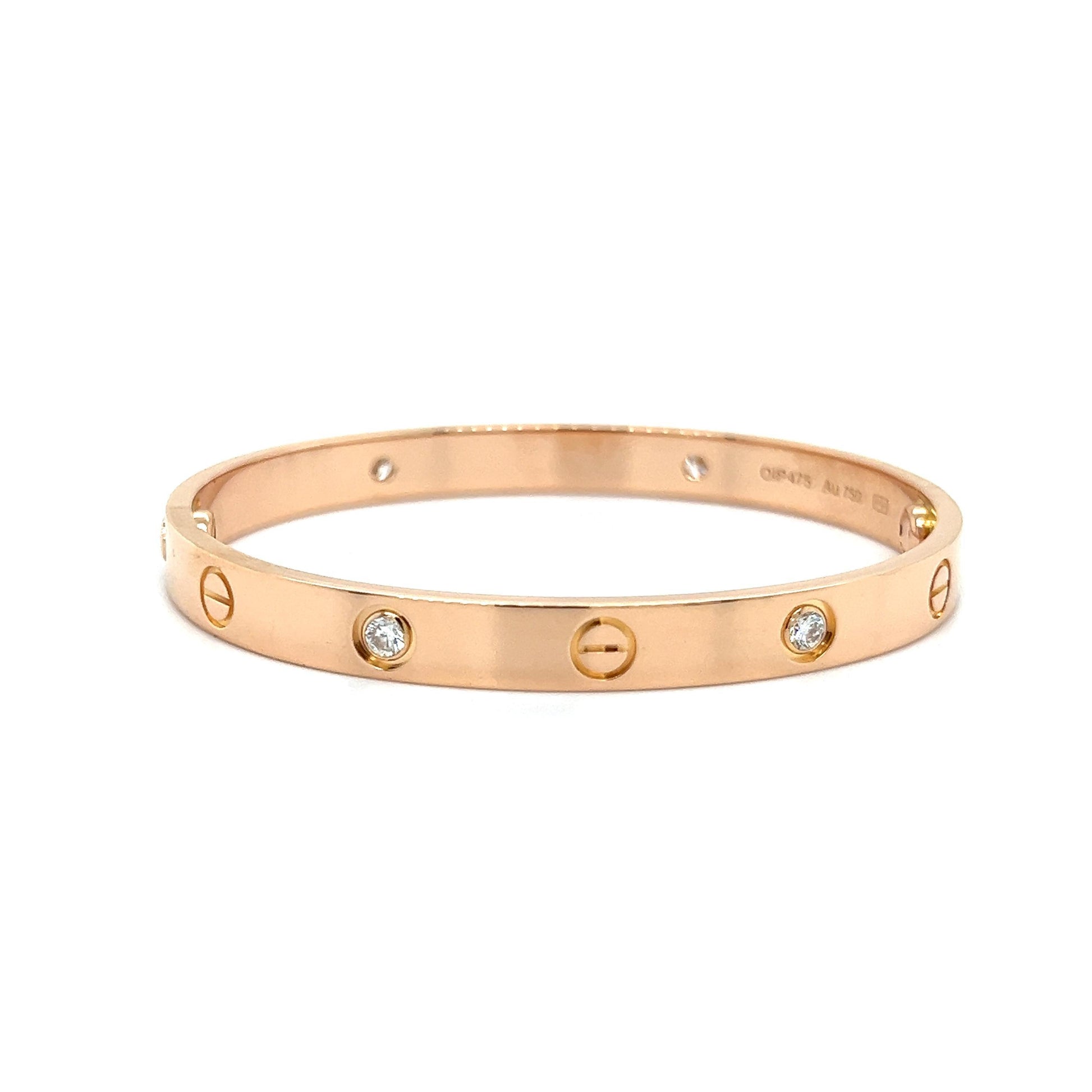 Cartier Love Bracelet 18 Karat Rose Gold 4 Diamond New Style