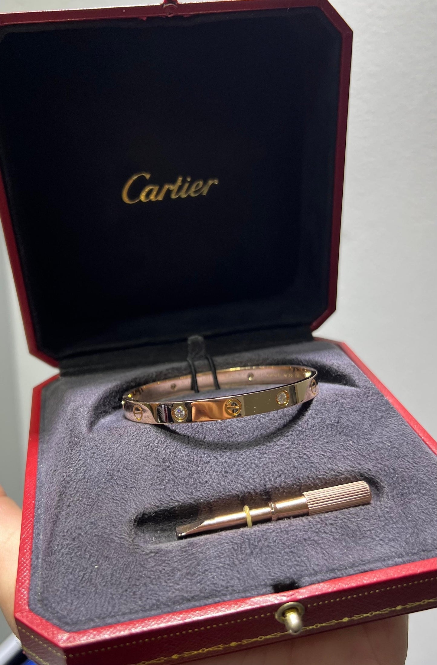 Cartier Love Bracelet 18 Karat Rose Gold 4 Diamond New Style