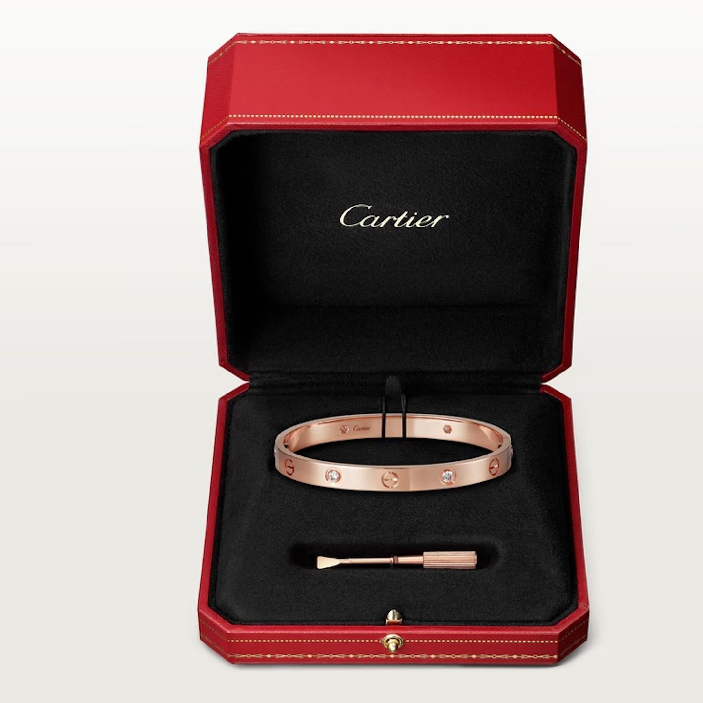 Cartier Love Bracelet 18 Karat Rose Gold 4 Diamond New Style