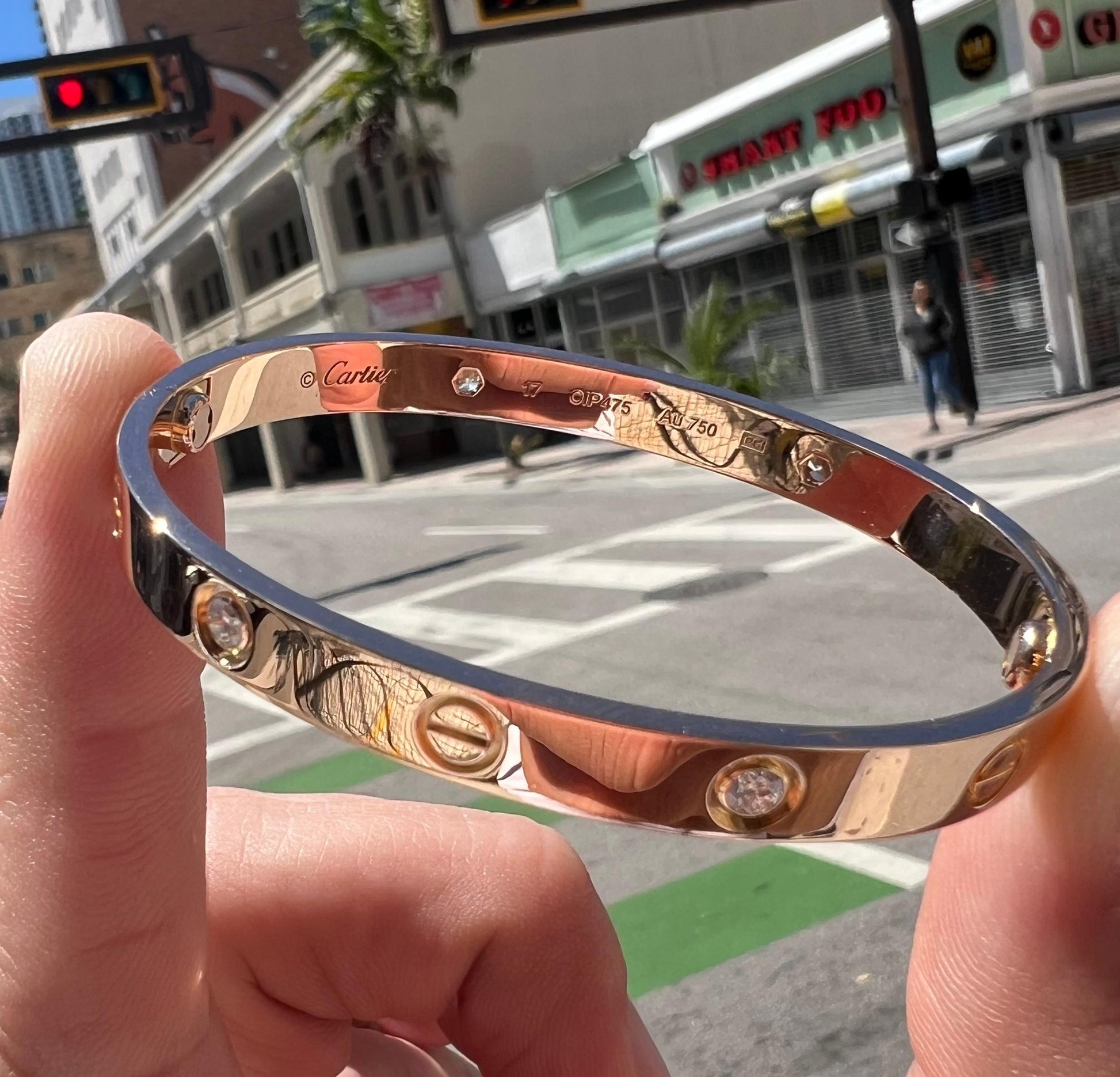 Cartier Love Bracelet 18 Karat Rose Gold 4 Diamond New Style