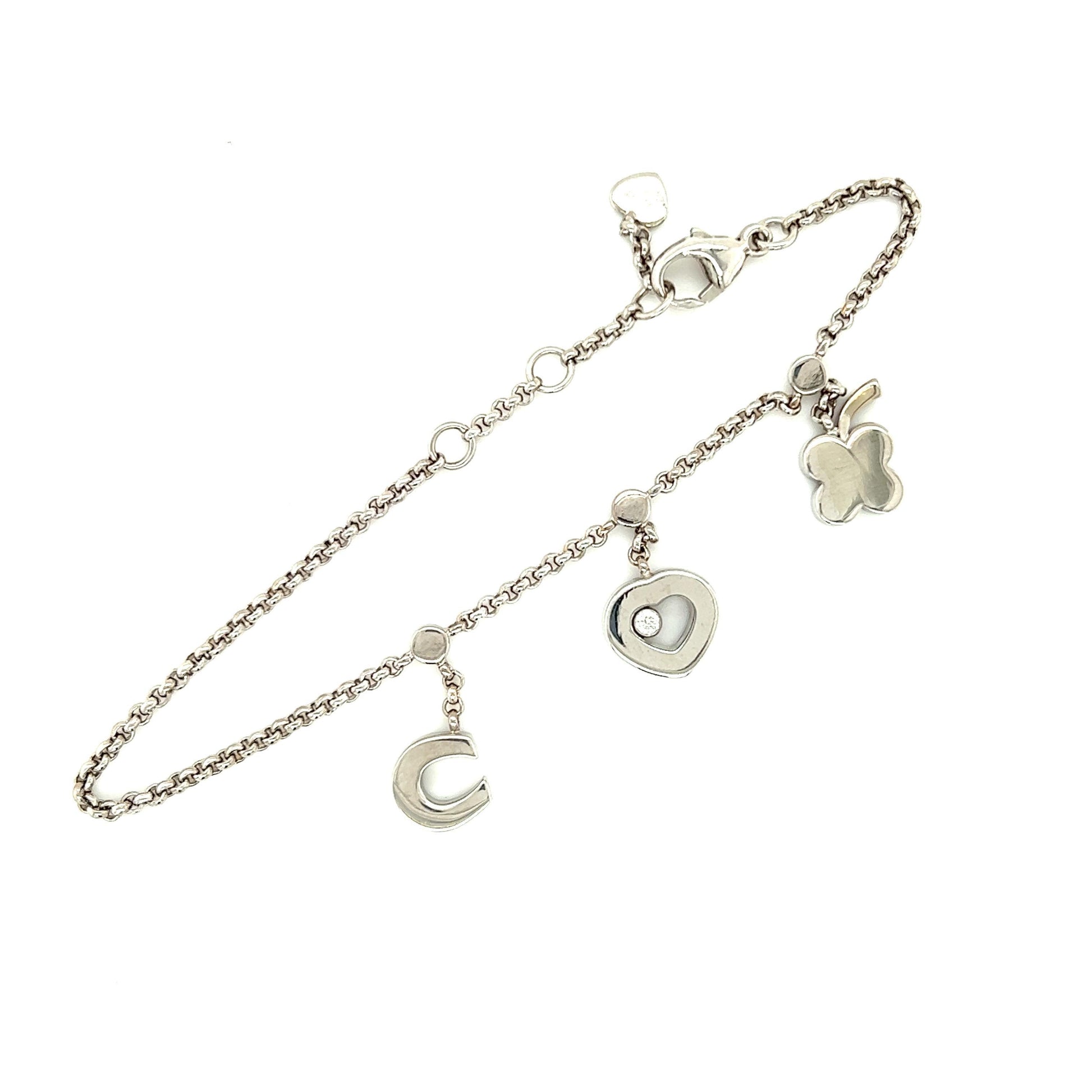 Chopard Happy Diamond Lucky Charm Bracelet 18k White Gold