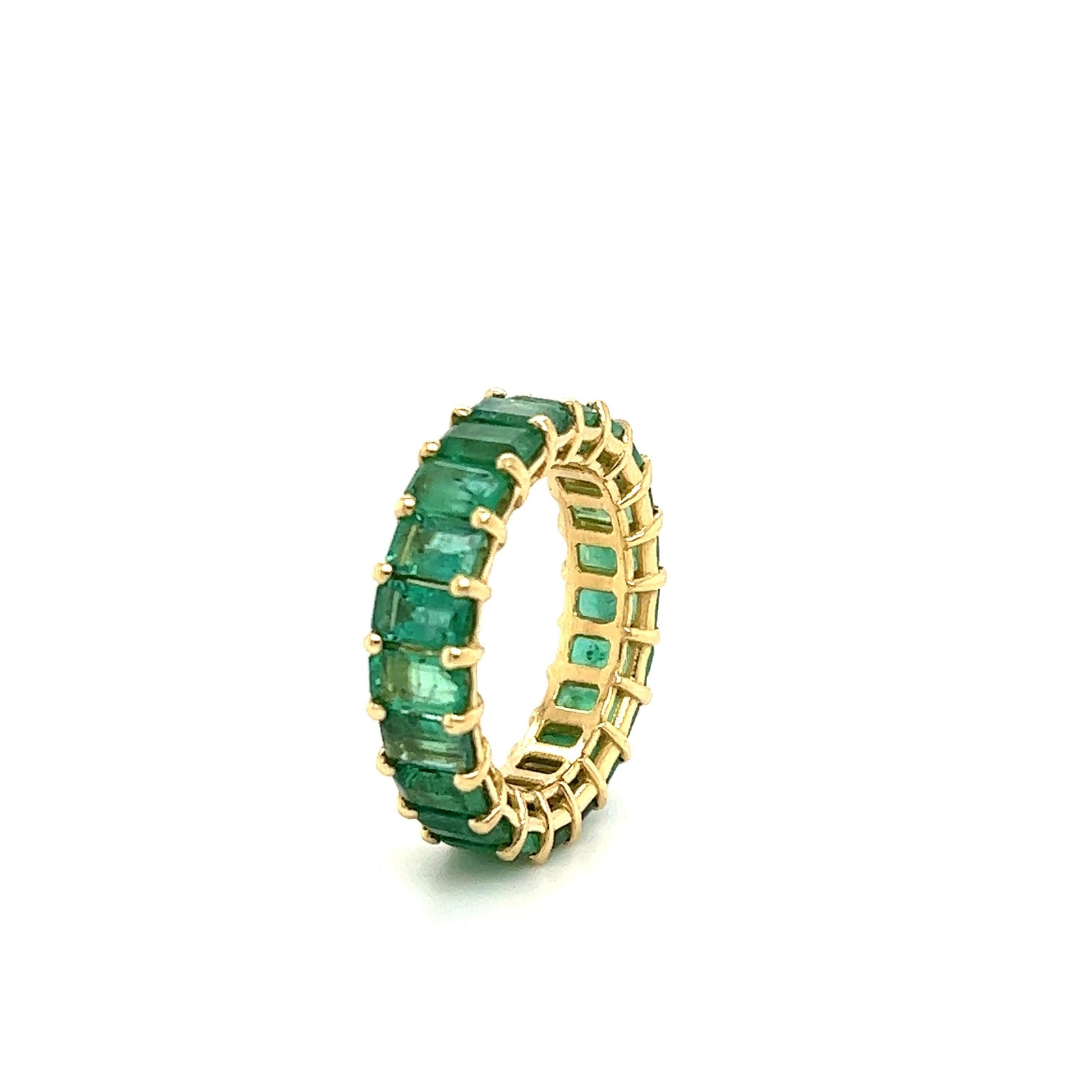 Colombian Emerald Eternity Band 18 Karat Yellow Gold 7.31 Carat