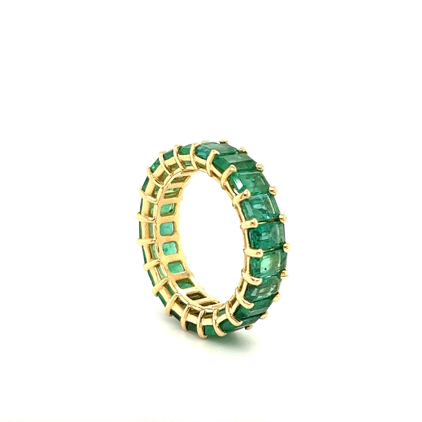 Colombian Emerald Eternity Band 18 Karat Yellow Gold 7.31 Carat
