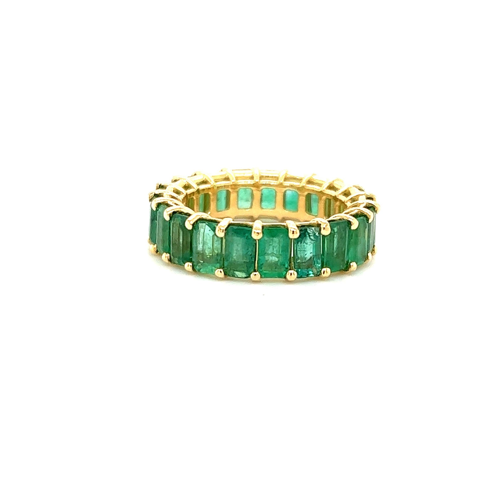 Colombian Emerald Eternity Band 18 Karat Yellow Gold 7.31 Carat