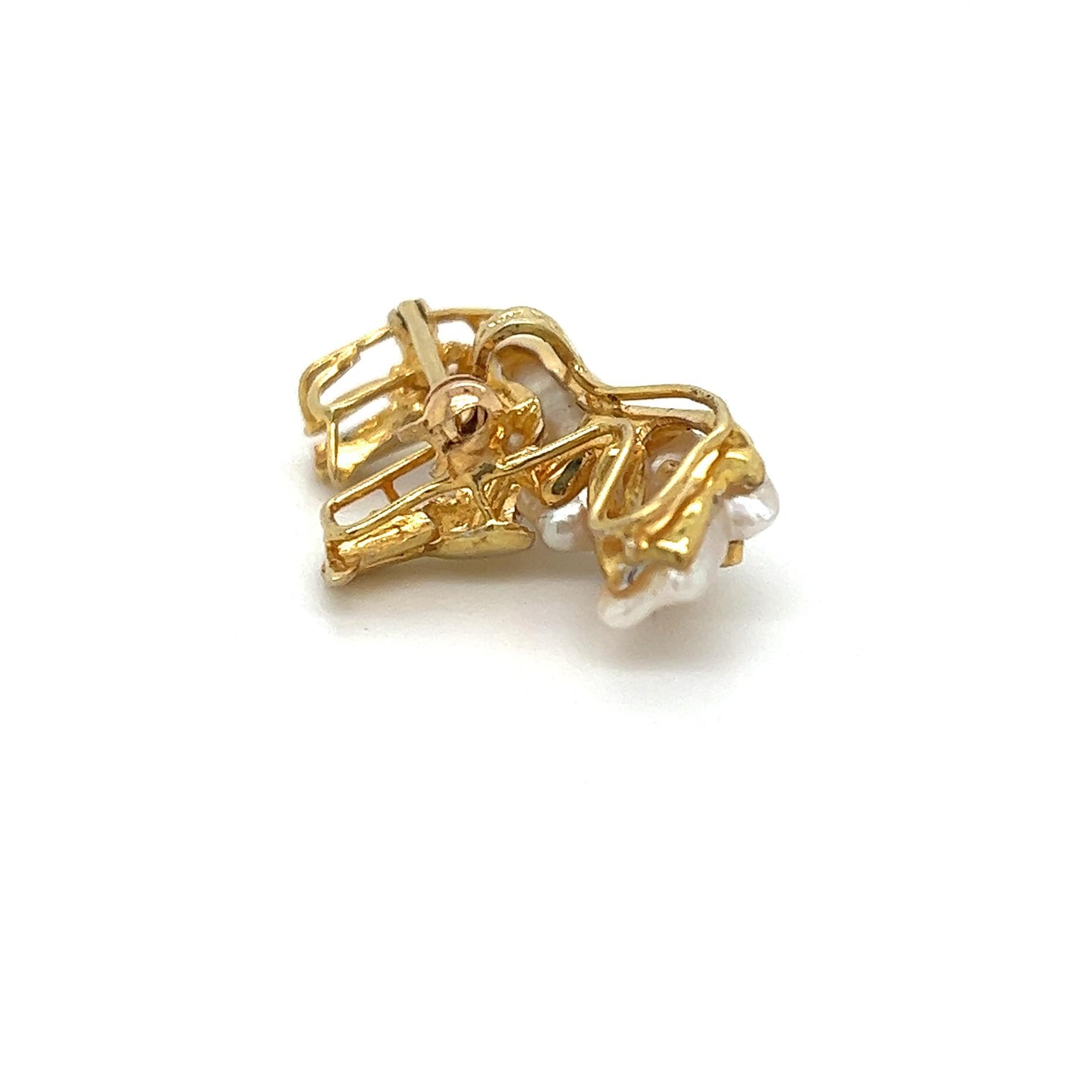 Diamond Ruby & Pearl Dachshund Dog Brooch Pendant 14k Yellow Gold