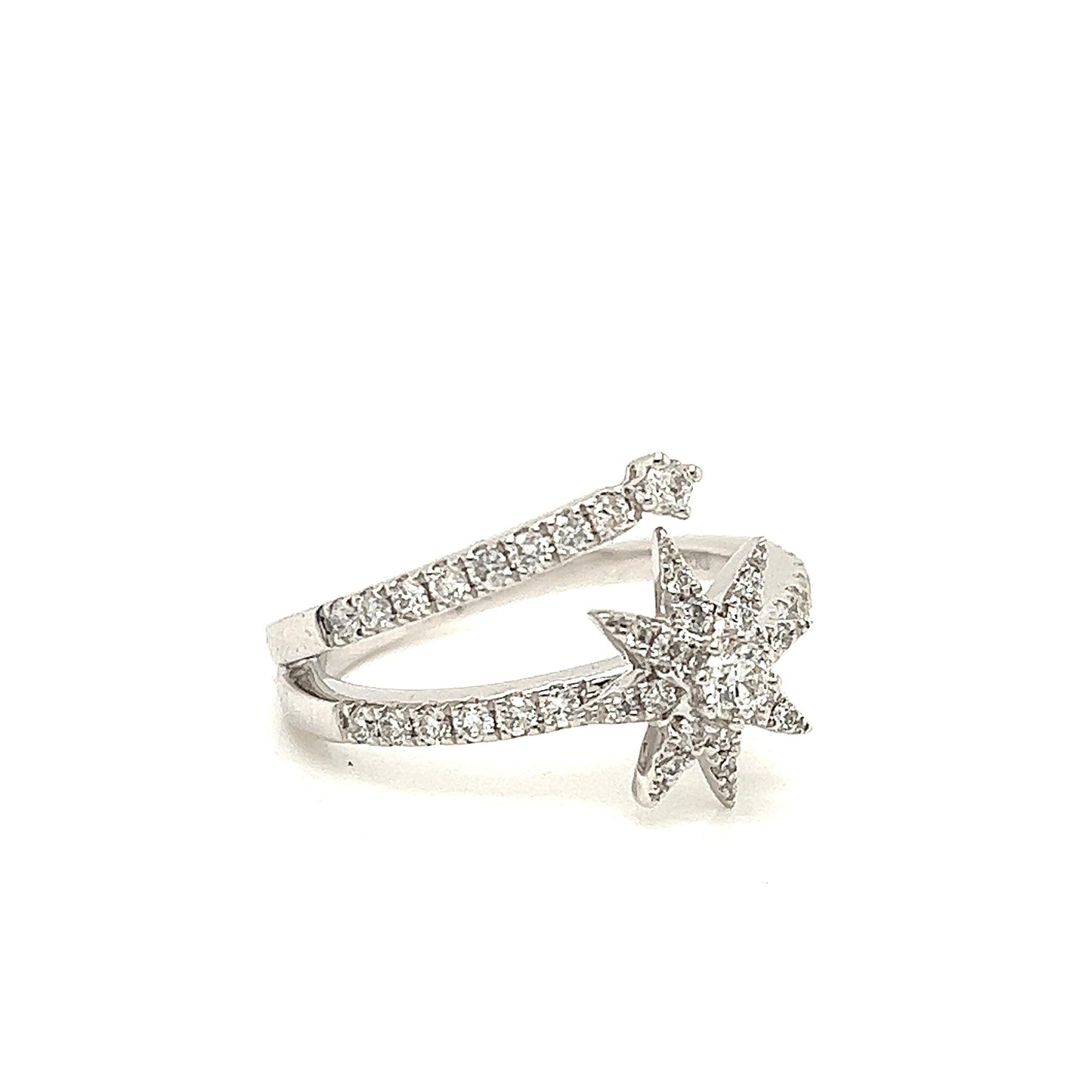 Diamond Shooting Star 18k White Gold Double Band Ring