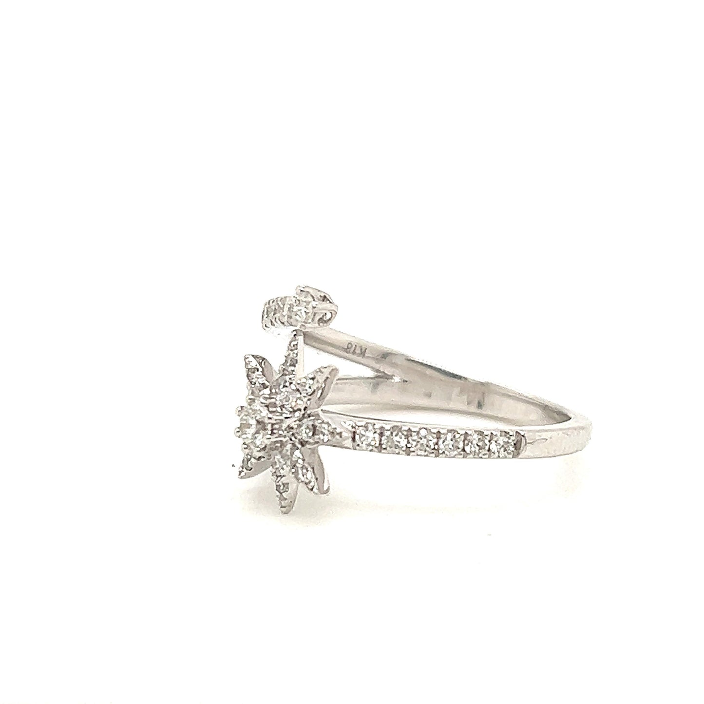 Diamond Shooting Star 18k White Gold Double Band Ring