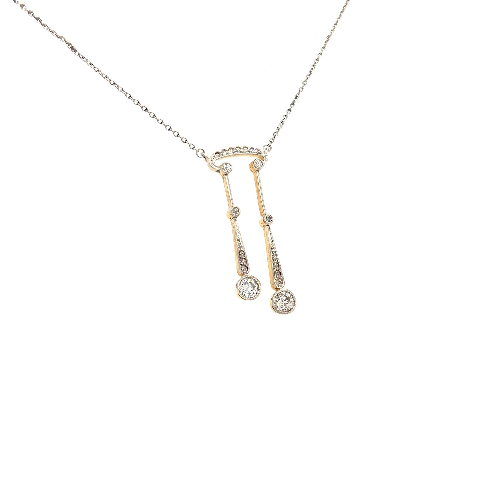 Edwardian Dangling Diamond Necklace 18k White Gold