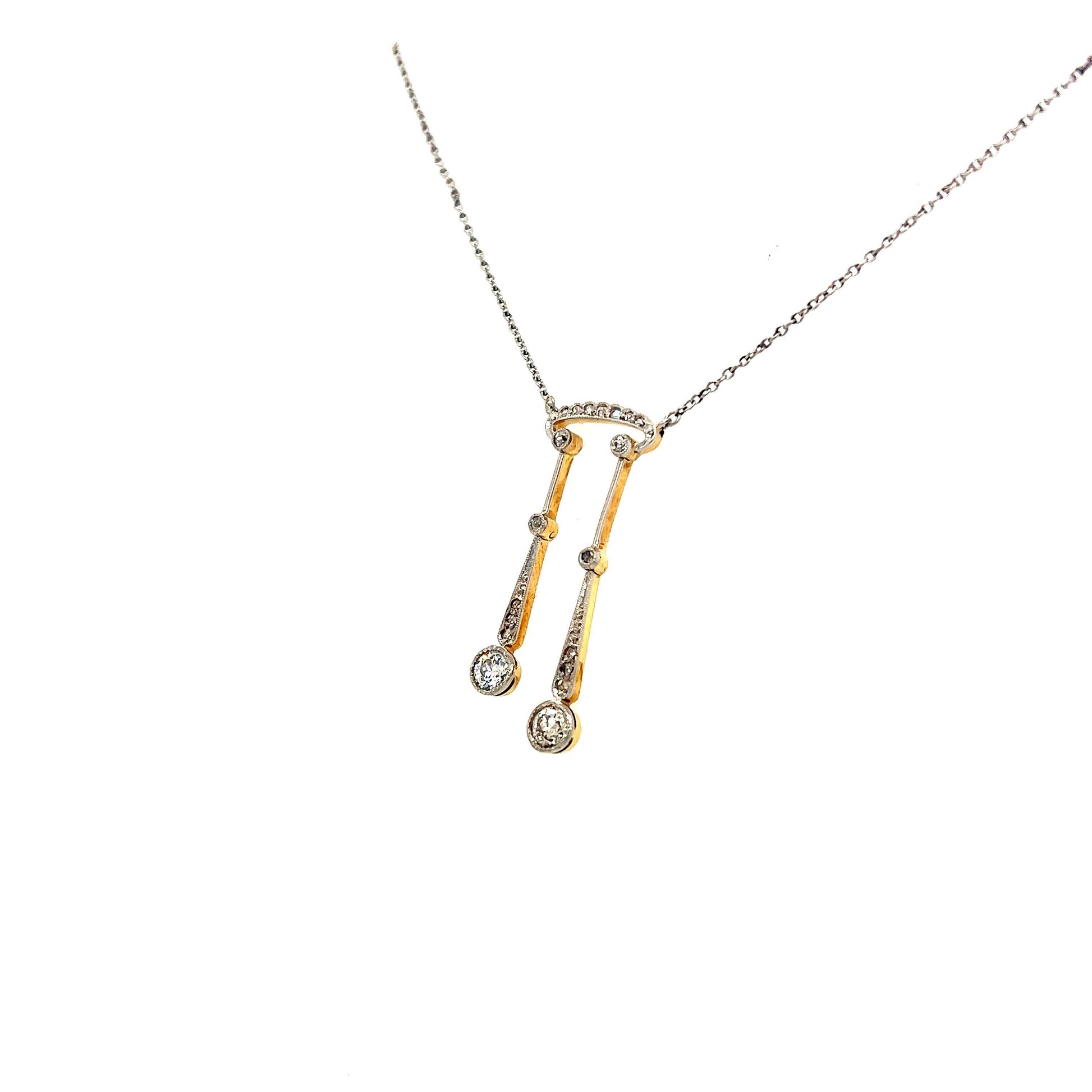 Edwardian Dangling Diamond Necklace 18k White Gold