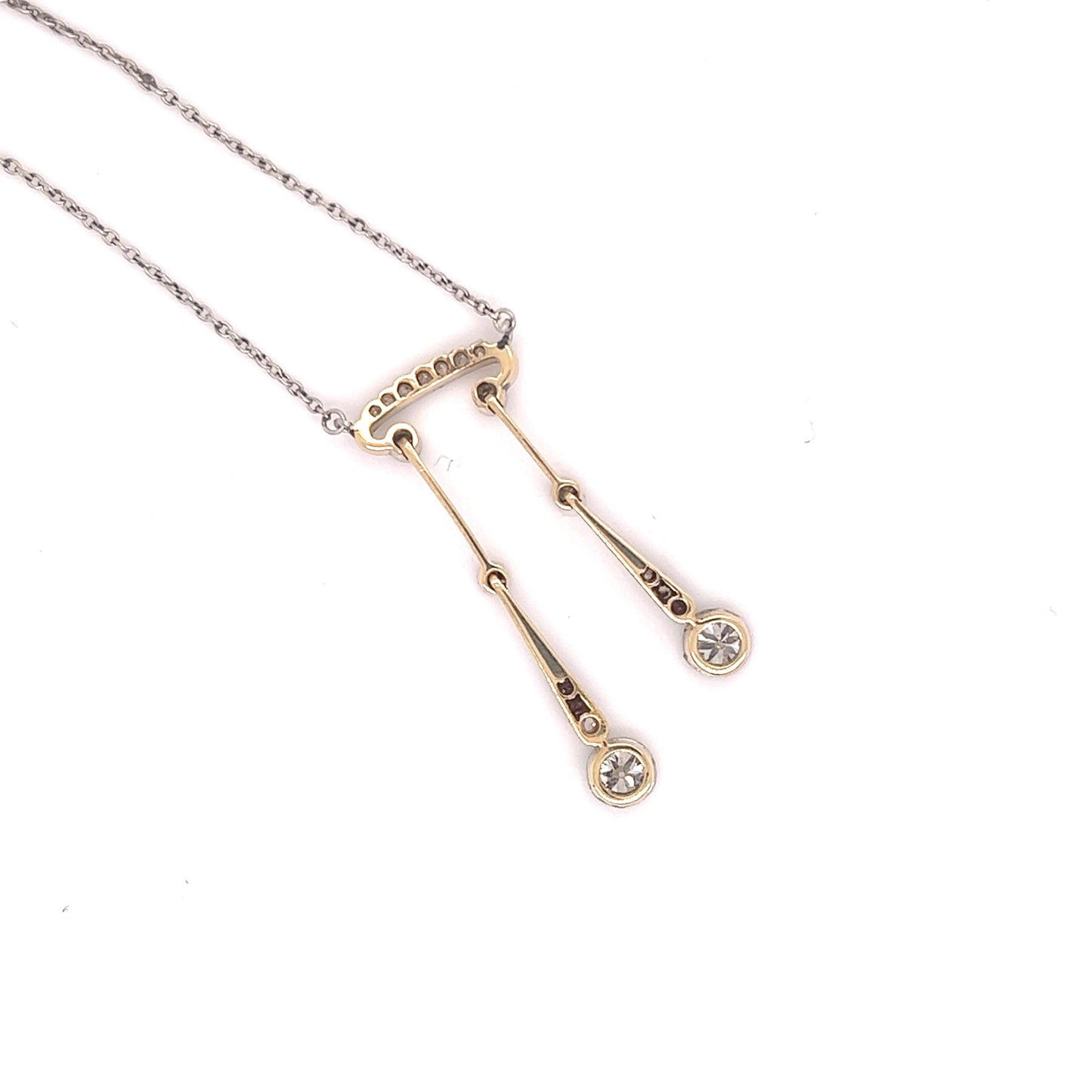 Edwardian Dangling Diamond Necklace 18k White Gold