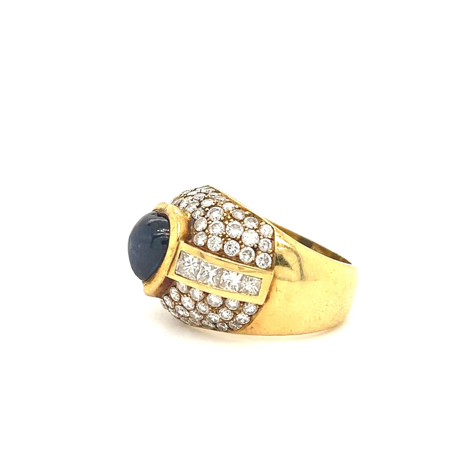 Estate 18k Yellow Gold Sapphire & Diamond Cocktail Ring