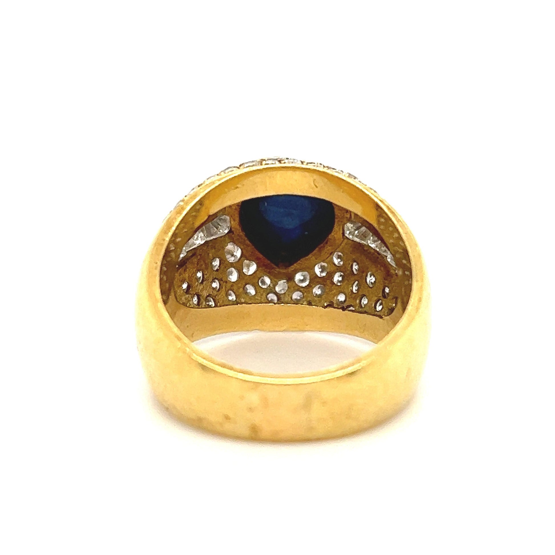 Estate 18k Yellow Gold Sapphire & Diamond Cocktail Ring