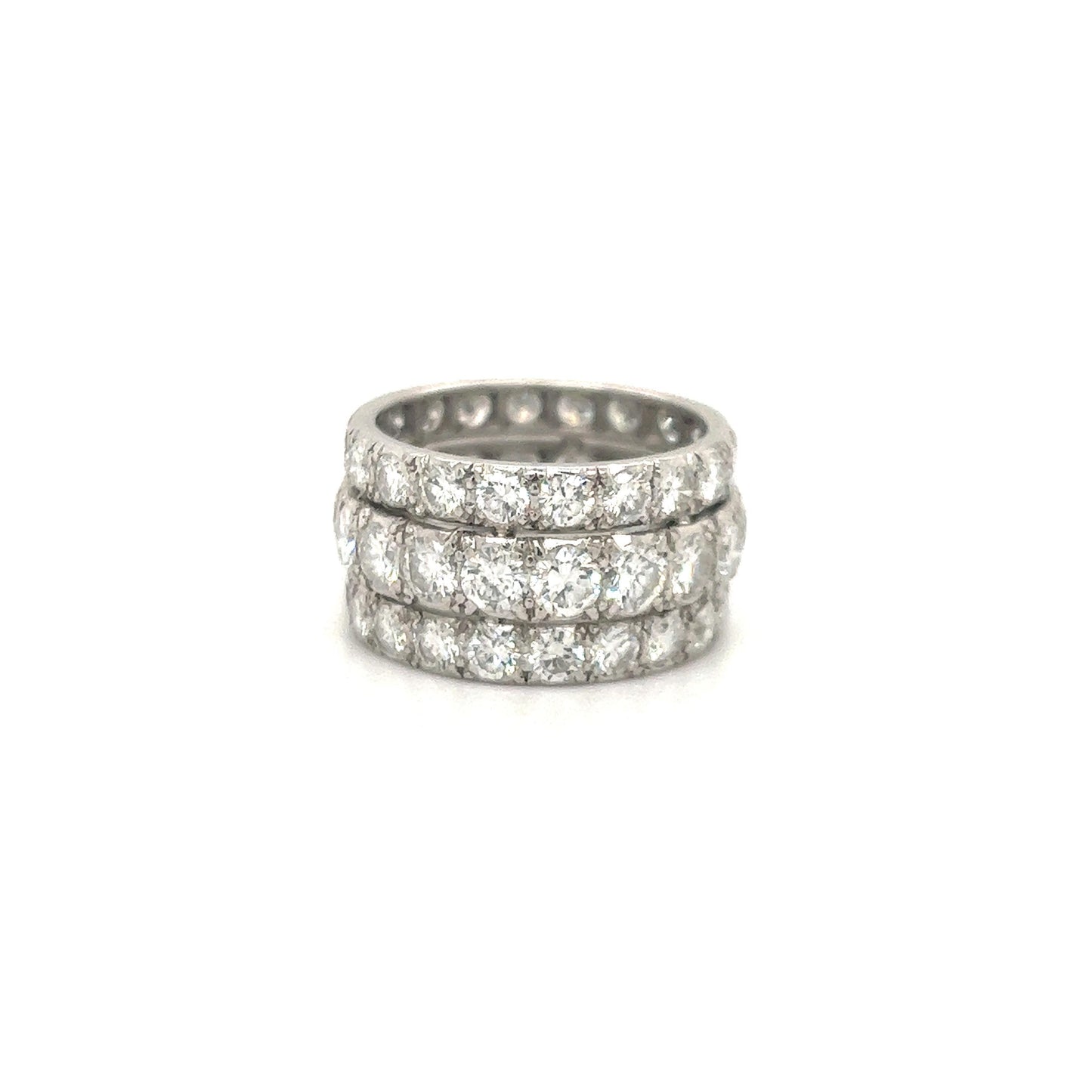 Estate Diamond Wide Band Platinum Ring 6.40 Ct.