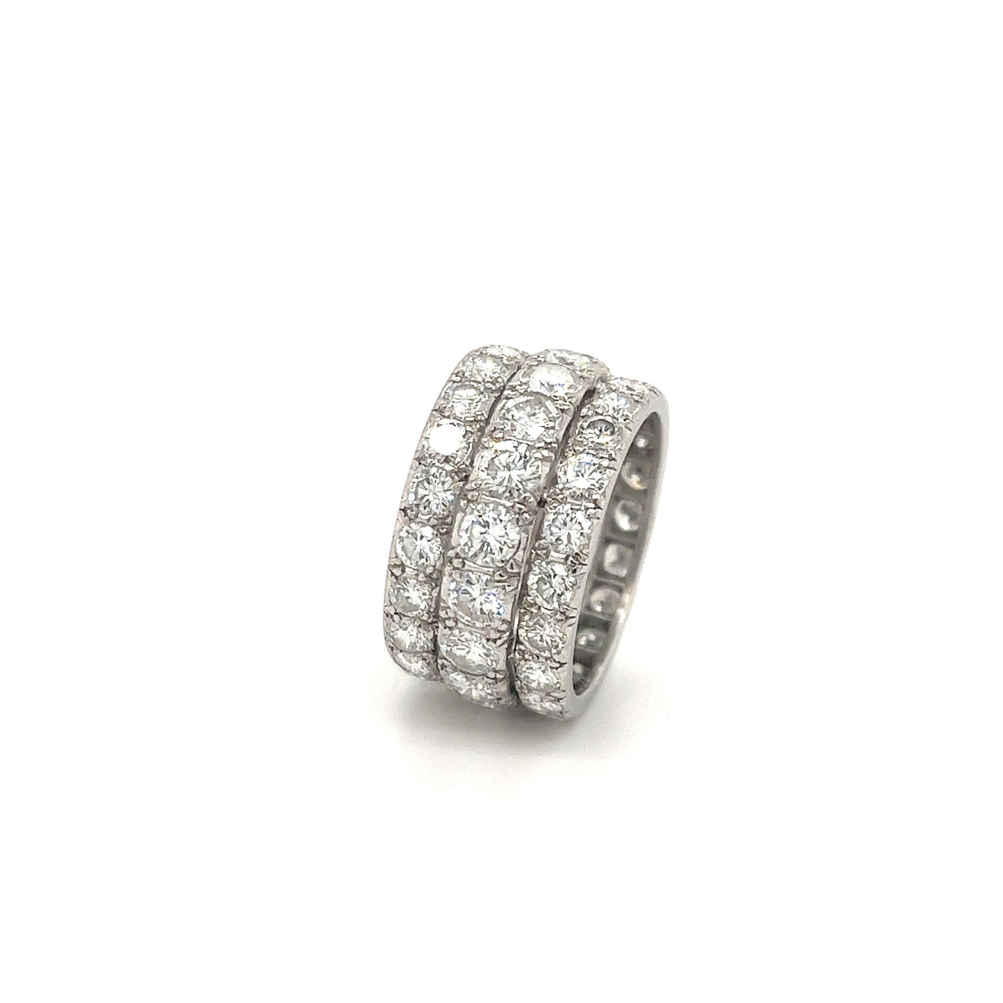 Estate Diamond Wide Band Platinum Ring 6.40 Ct.