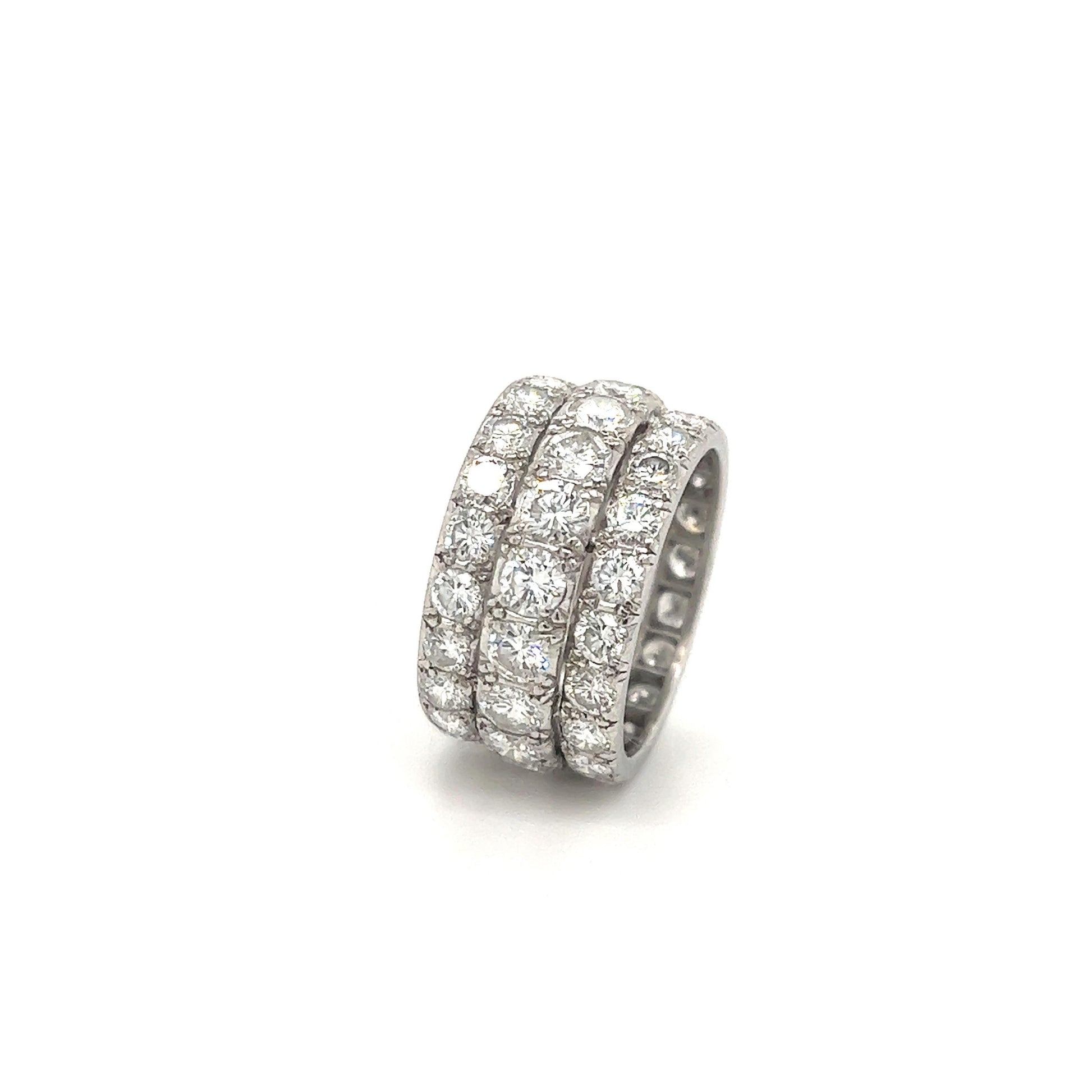 Estate Diamond Wide Band Platinum Ring 6.40 Ct.