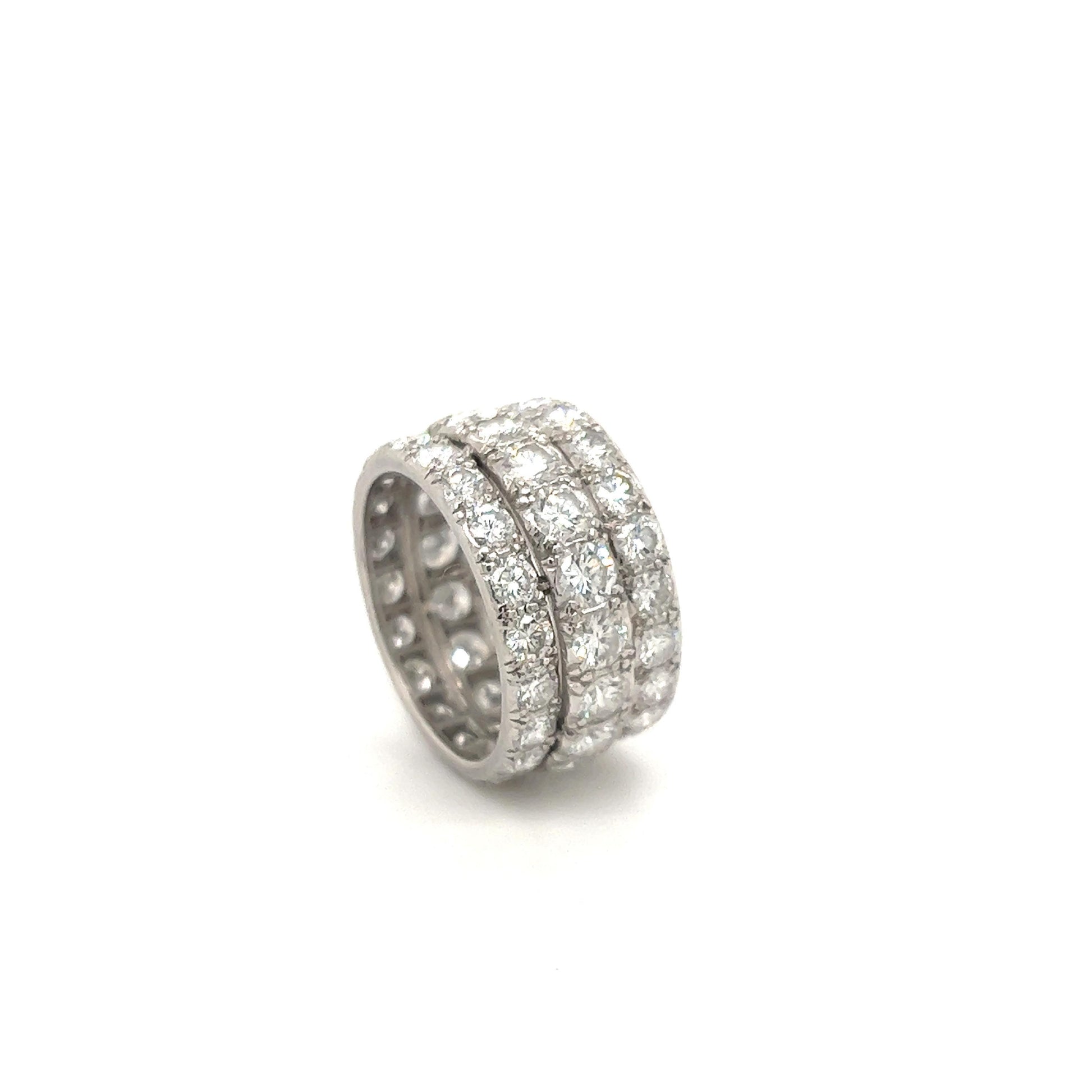 Estate Diamond Wide Band Platinum Ring 6.40 Ct.