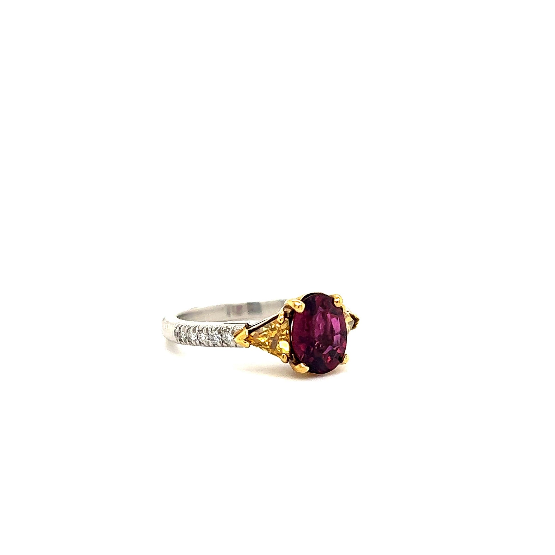 Estate Ruby & Fancy Orange Diamond Platinum Ring 2.27 Ct
