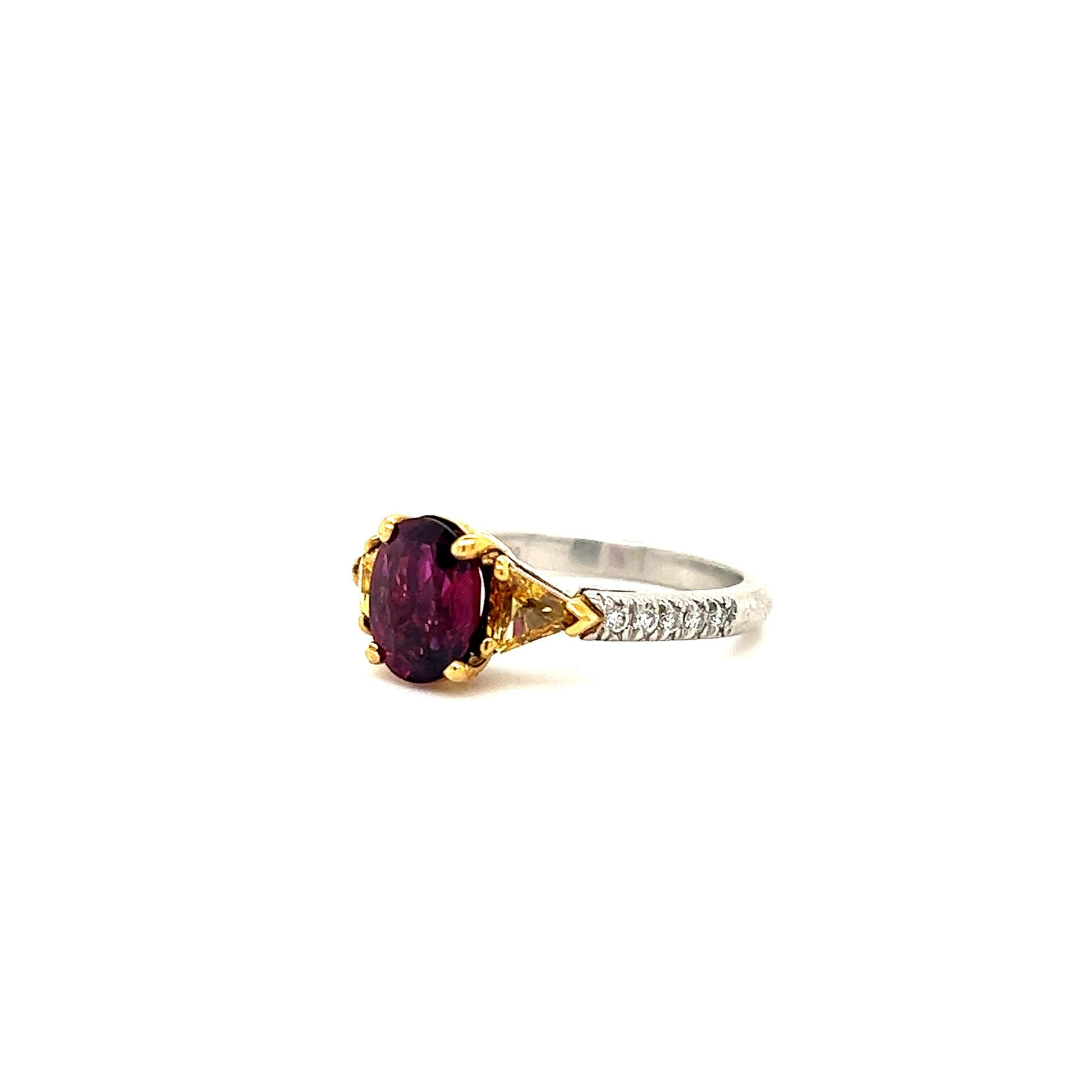 Estate Ruby & Fancy Orange Diamond Platinum Ring 2.27 Ct