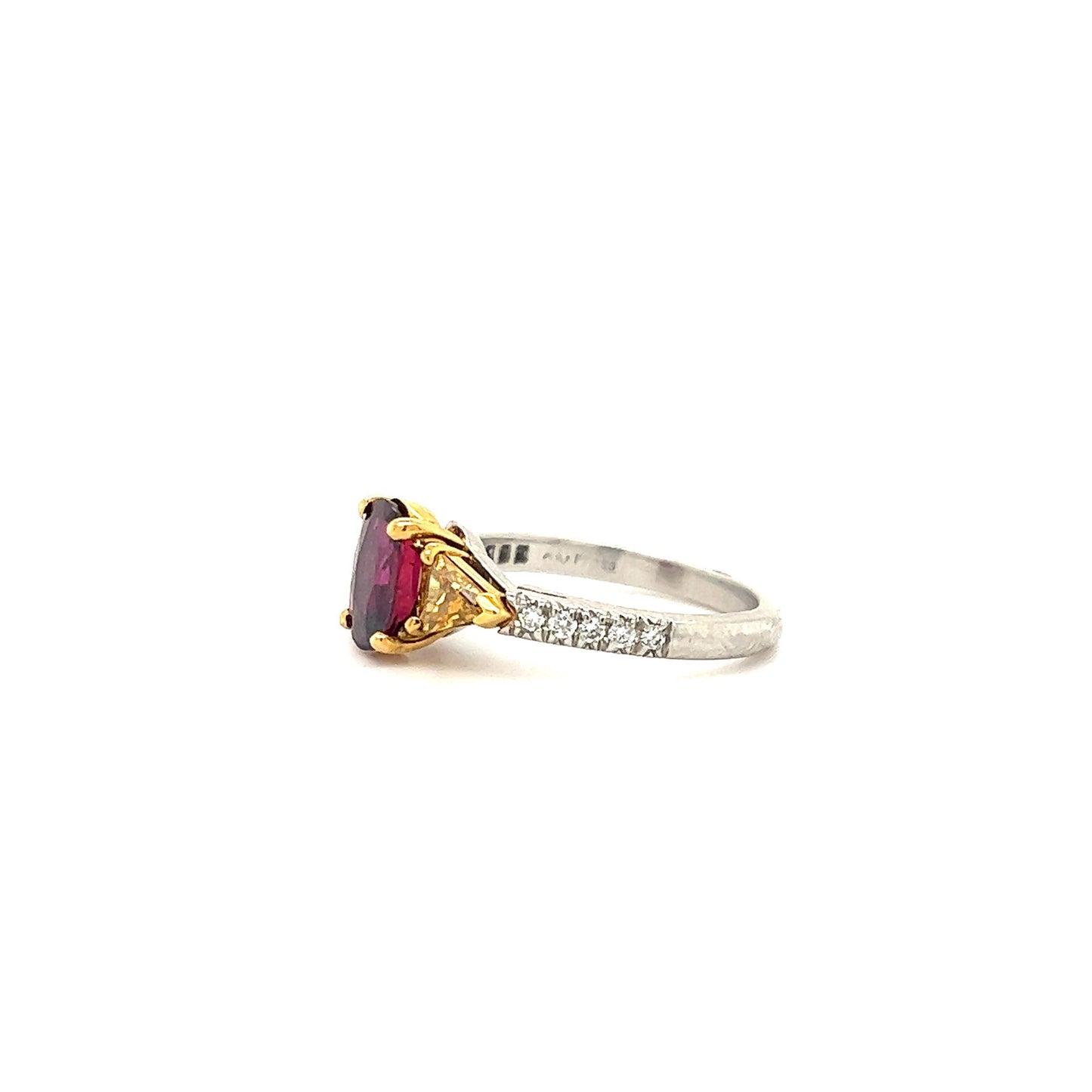 Estate Ruby & Fancy Orange Diamond Platinum Ring 2.27 Ct