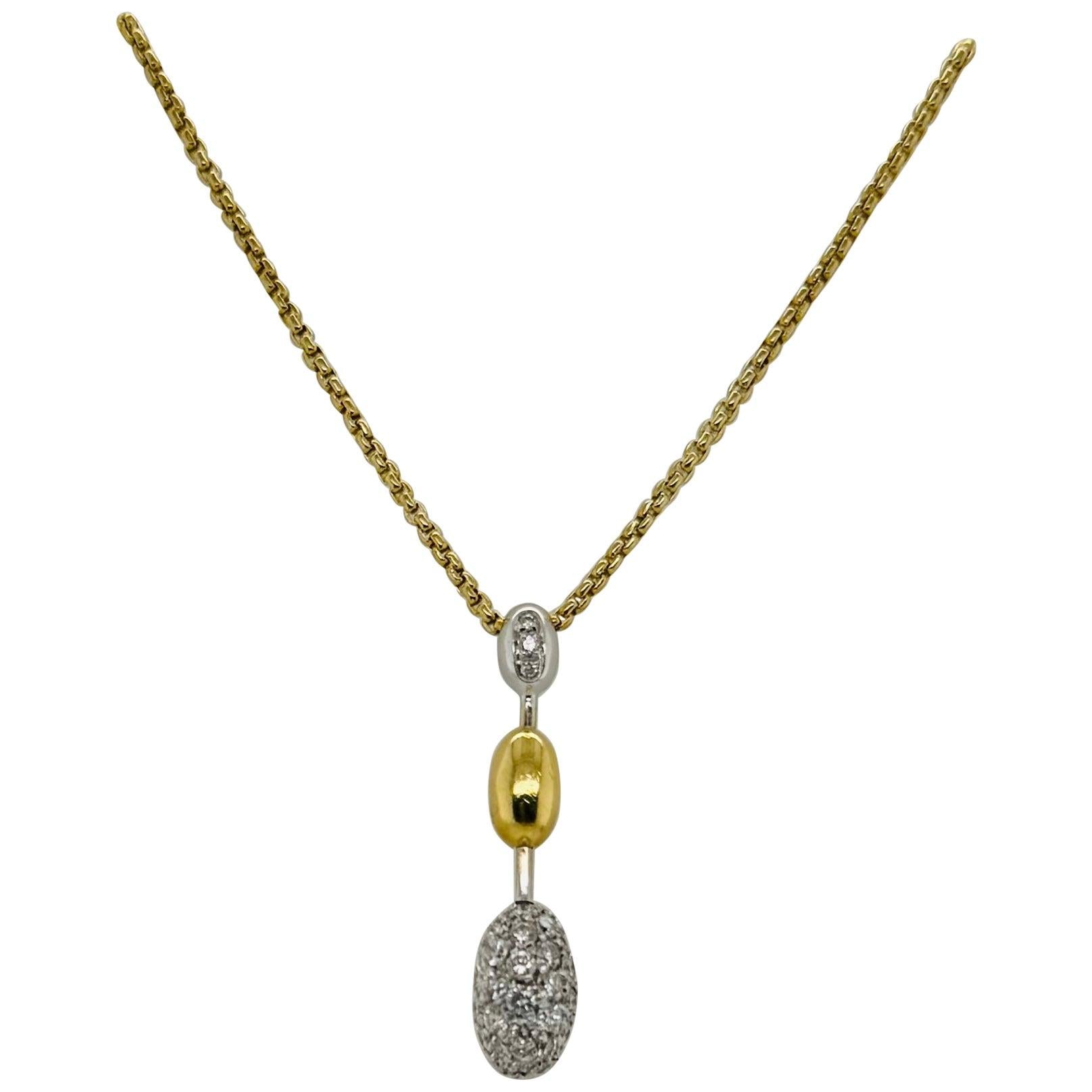 FOPE Italy Two-Tone Diamond Drop Pendant Necklace 18k Gold