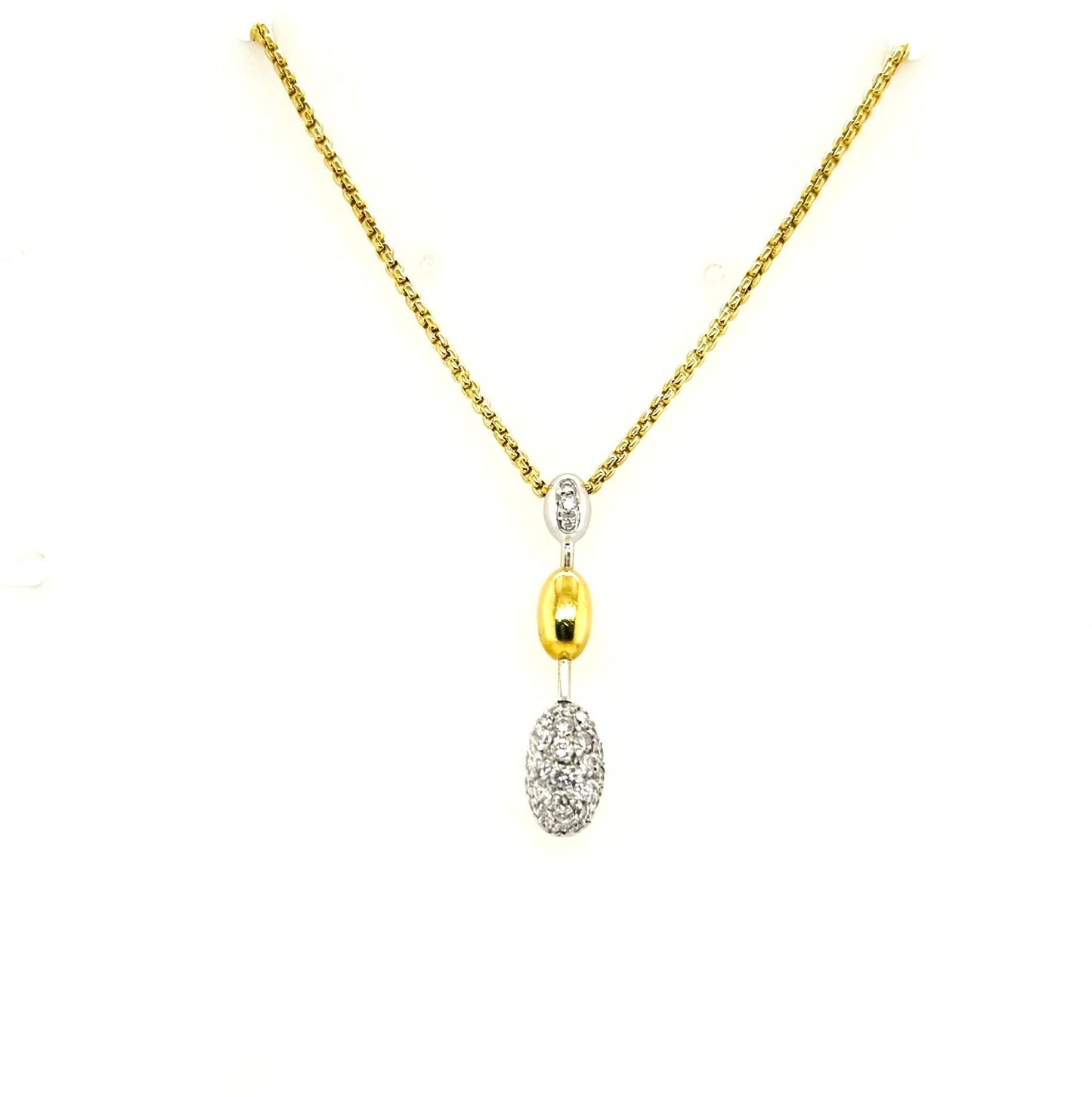 FOPE Italy Two-Tone Diamond Drop Pendant Necklace 18k Gold