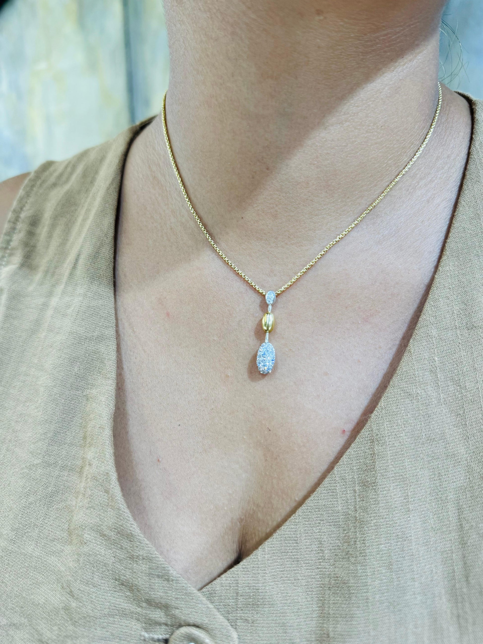 FOPE Italy Two-Tone Diamond Drop Pendant Necklace 18k Gold