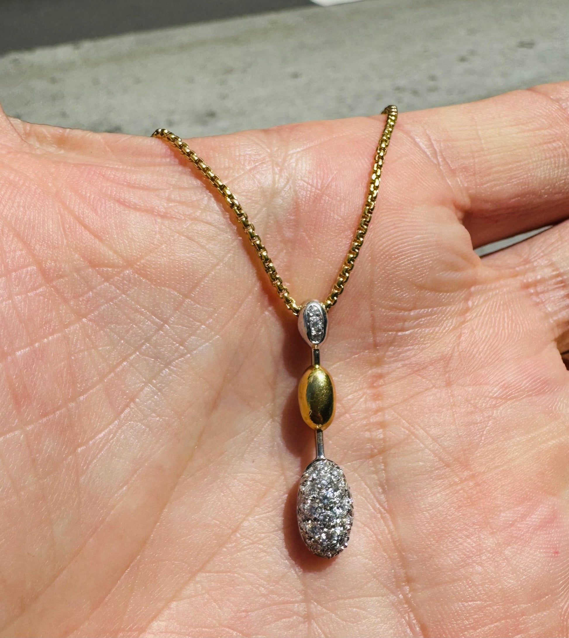 FOPE Italy Two-Tone Diamond Drop Pendant Necklace 18k Gold