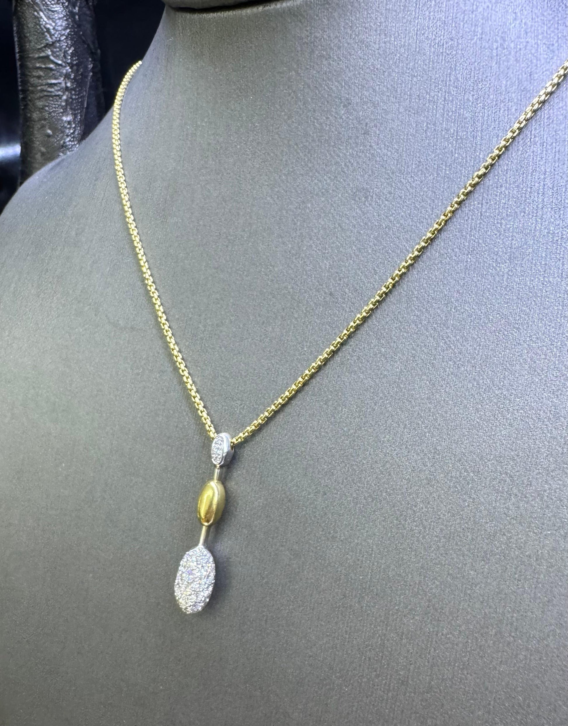 FOPE Italy Two-Tone Diamond Drop Pendant Necklace 18k Gold