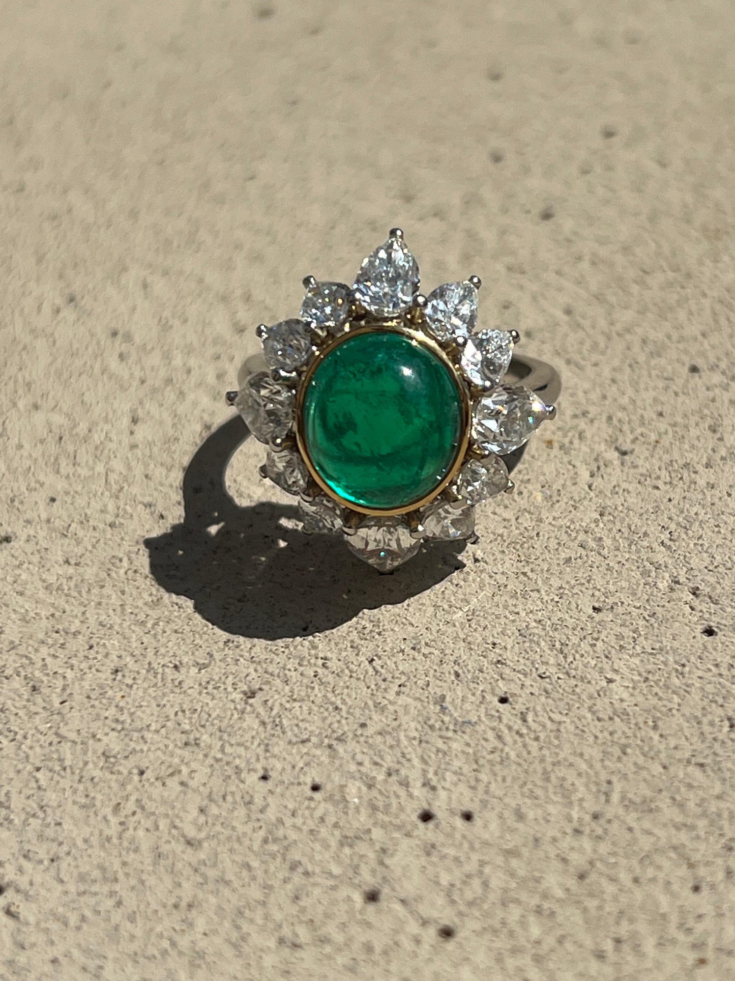 GIA Certified 3.65 Carat Colombian Emerald & Diamond Cocktail Ring Platinum