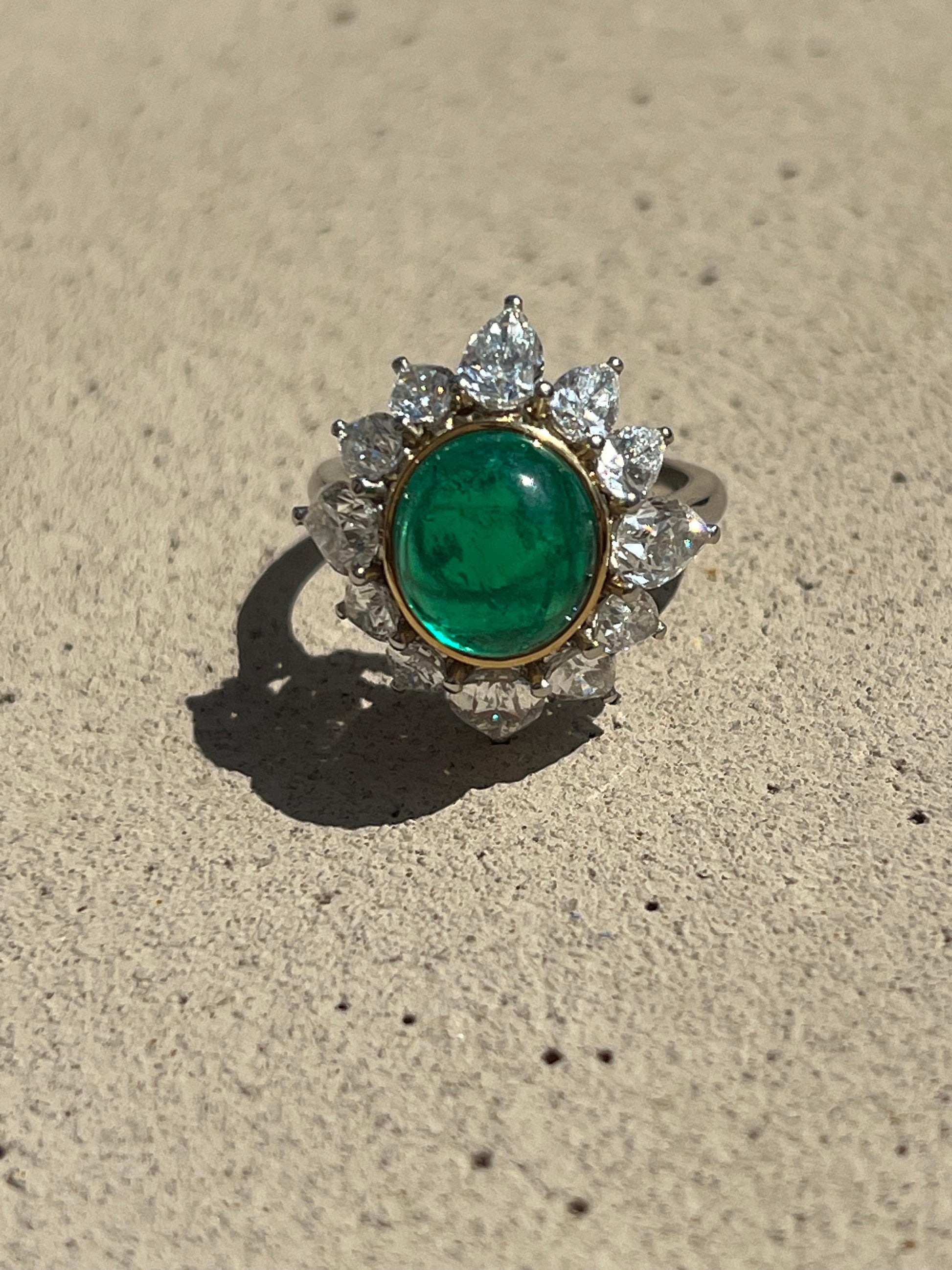 GIA Certified 3.65 Carat Colombian Emerald & Diamond Cocktail Ring Platinum