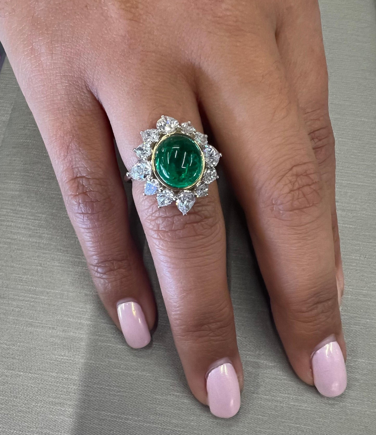 GIA Certified 3.65 Carat Colombian Emerald & Diamond Cocktail Ring Platinum