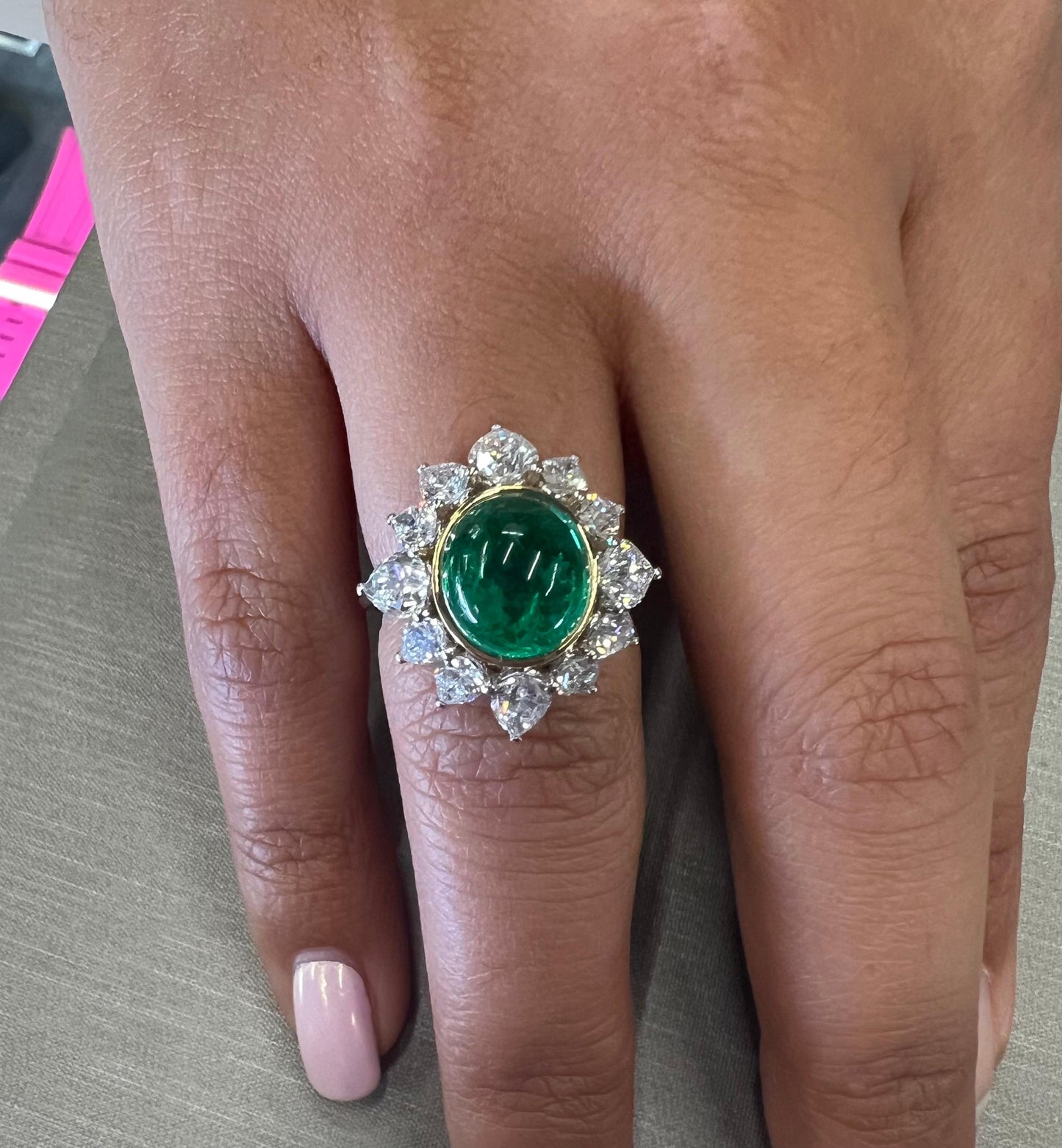 GIA Certified 3.65 Carat Colombian Emerald & Diamond Cocktail Ring Platinum