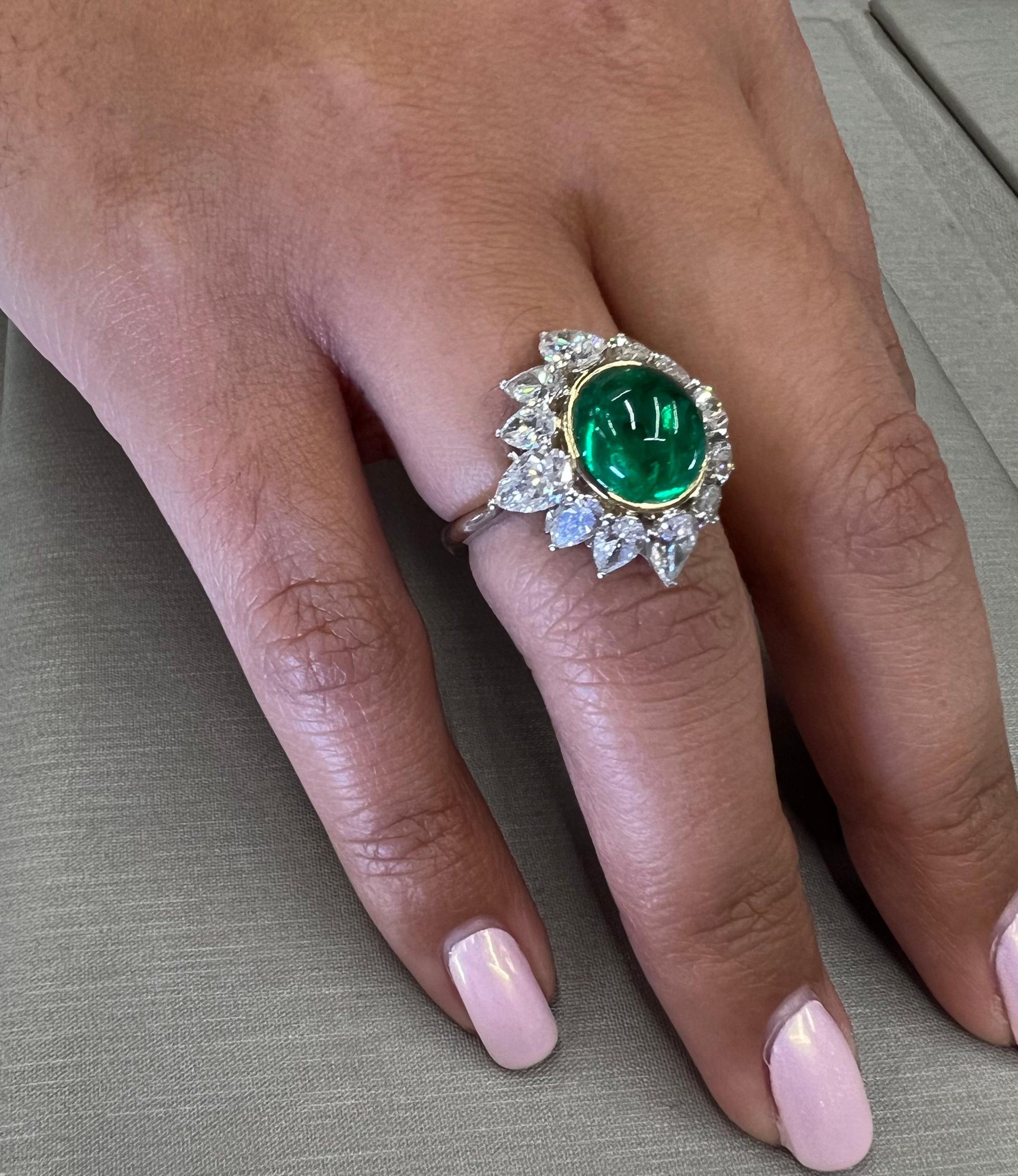 GIA Certified 3.65 Carat Colombian Emerald & Diamond Cocktail Ring Platinum
