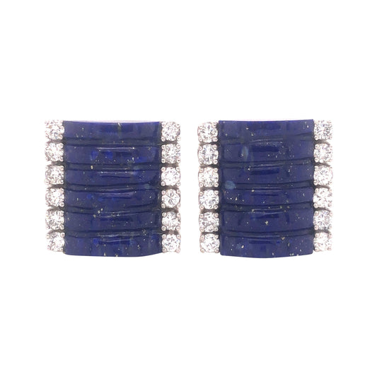 H. Stern Lapis Lazuli & Diamond 18k White Gold Cuff Links