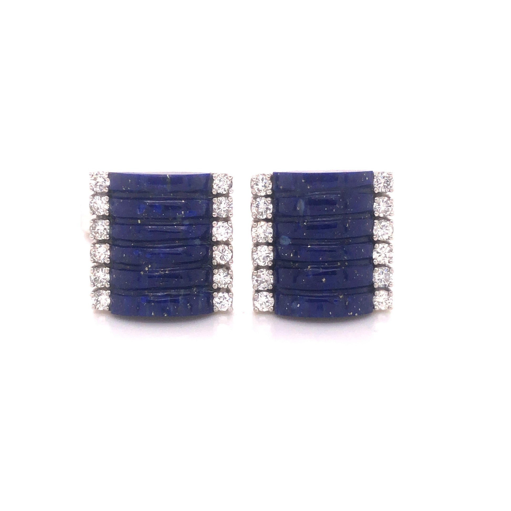 H. Stern Lapis Lazuli & Diamond 18k White Gold Cuff Links