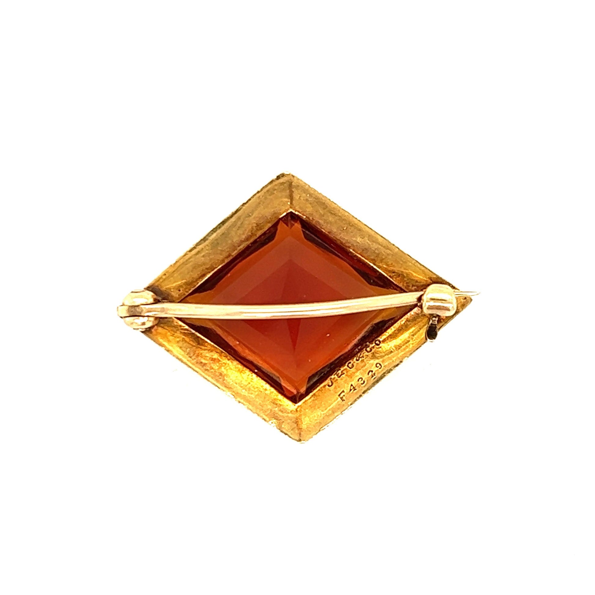 J.E. Caldwell & Co. Citrine Gemstone Shield Brooch Pendant 18k Yellow Gold