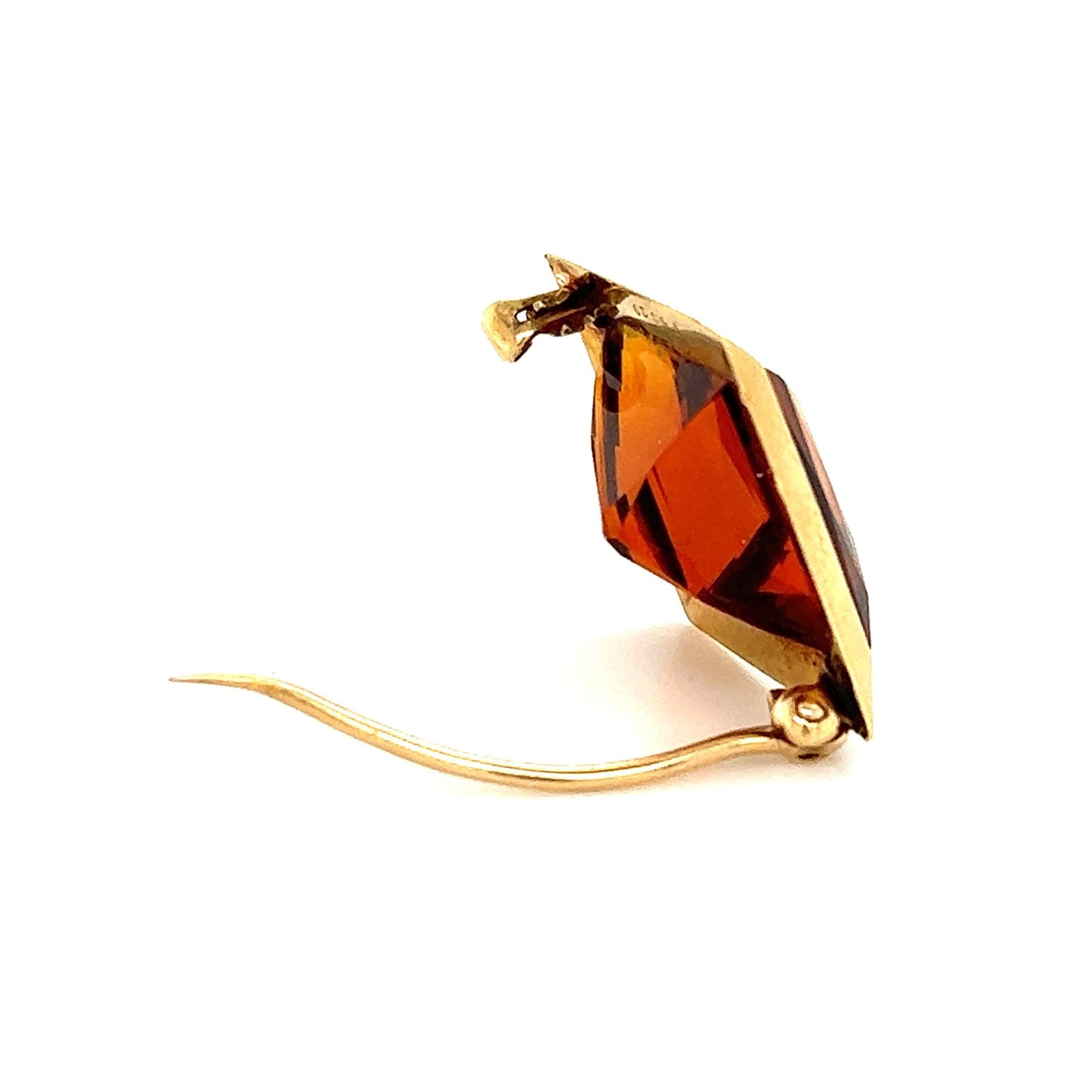 J.E. Caldwell & Co. Citrine Gemstone Shield Brooch Pendant 18k Yellow Gold