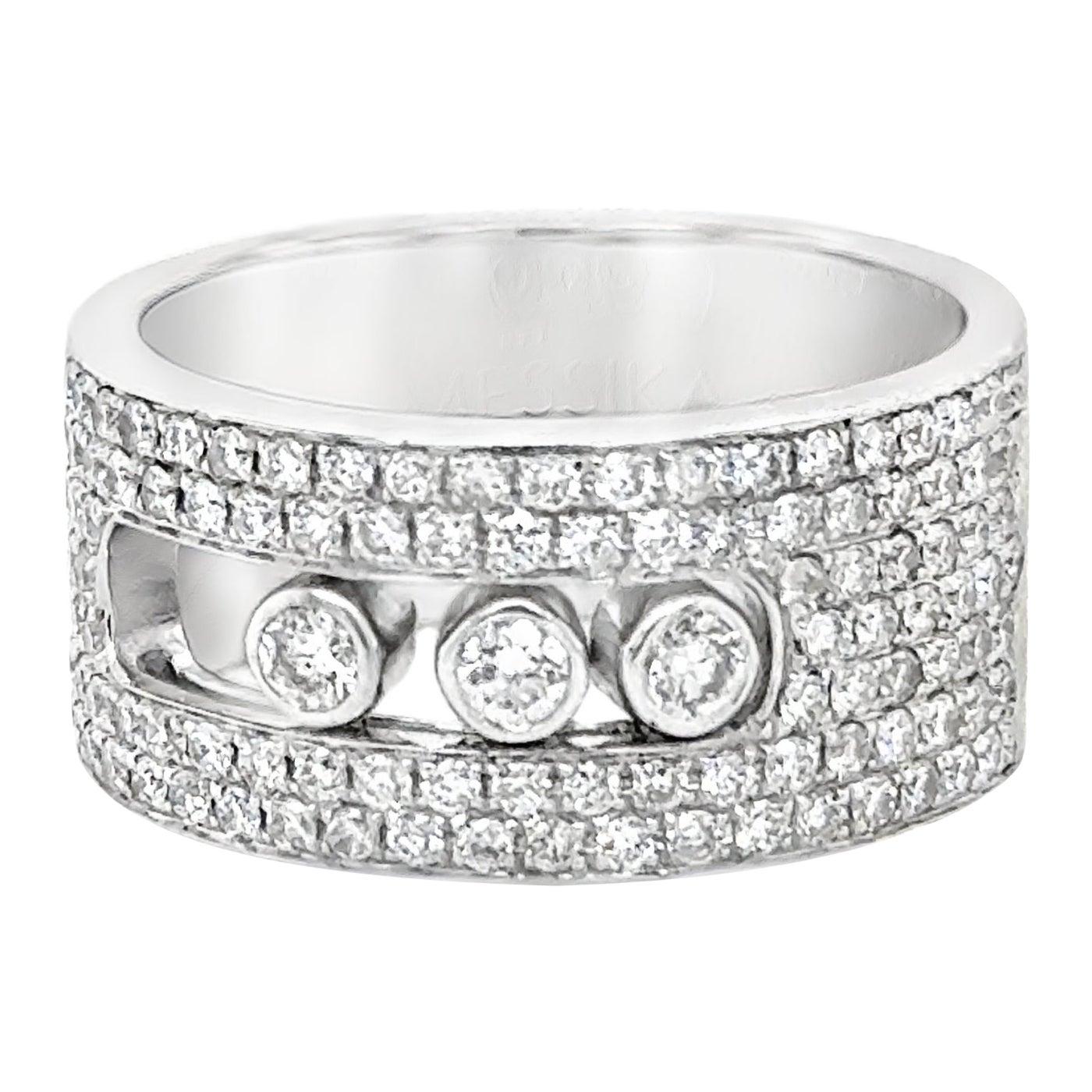Messika Paris "Move Joaillerie" Rolling Diamond Wide Band Ring 18k White Gold