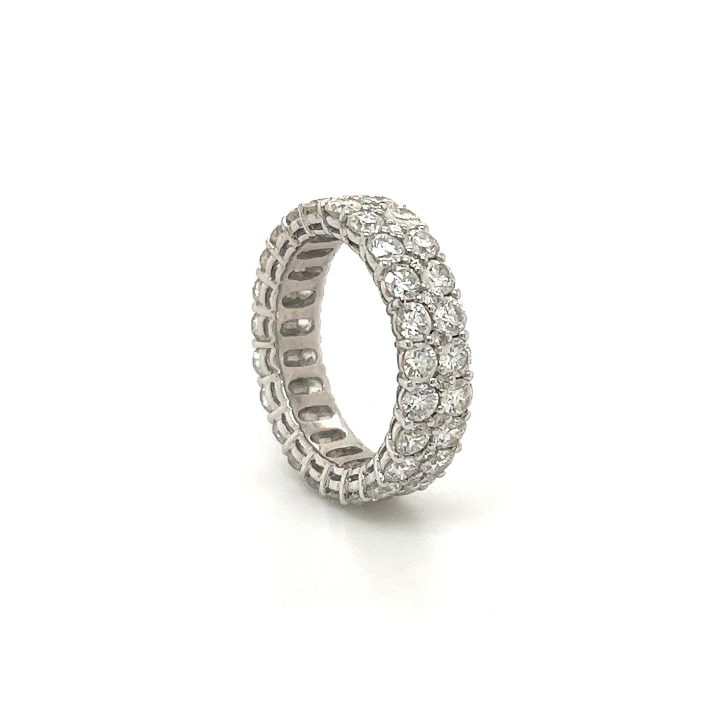 Modern Two Row Diamond Eternity Band Ring 18k 4.50 Carat