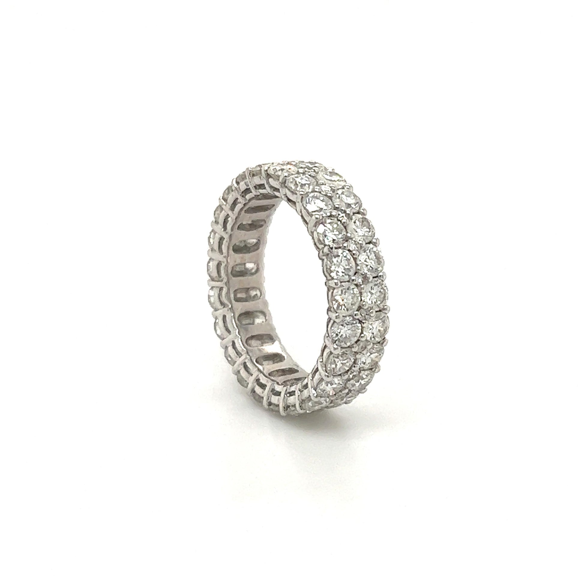 Modern Two Row Diamond Eternity Band Ring 18k 4.50 Carat