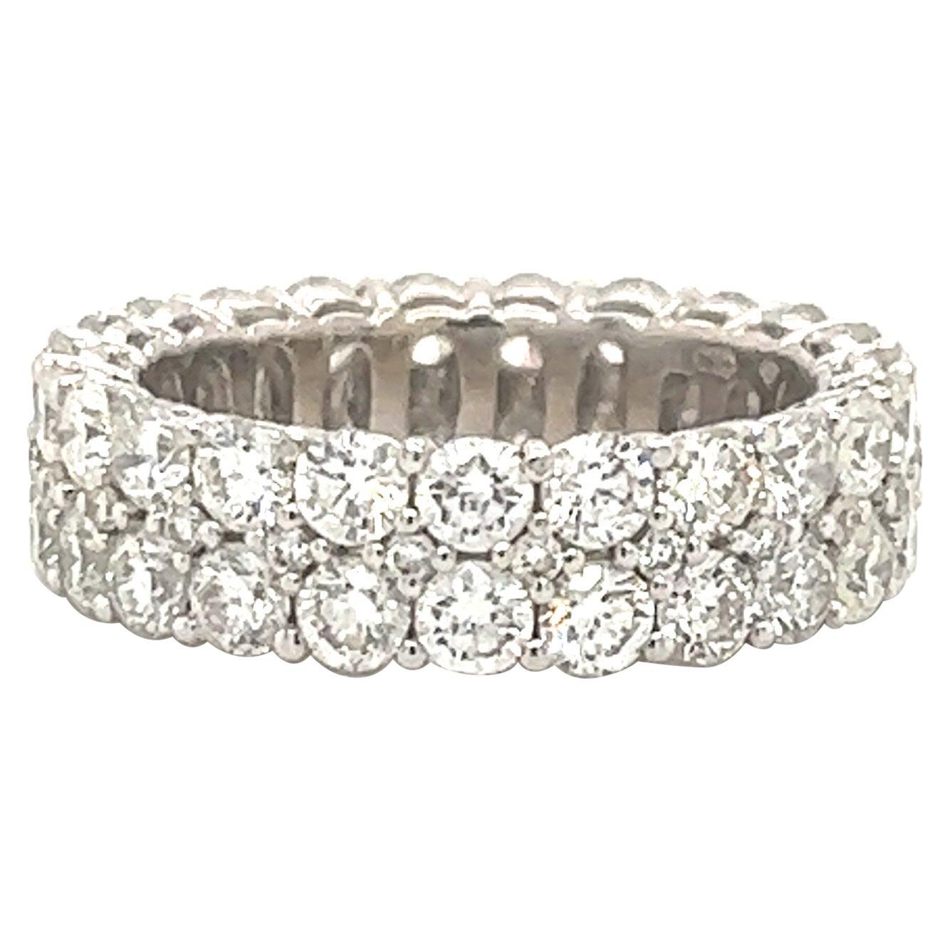 Modern Two Row Diamond Eternity Band Ring 18k 4.50 Carat