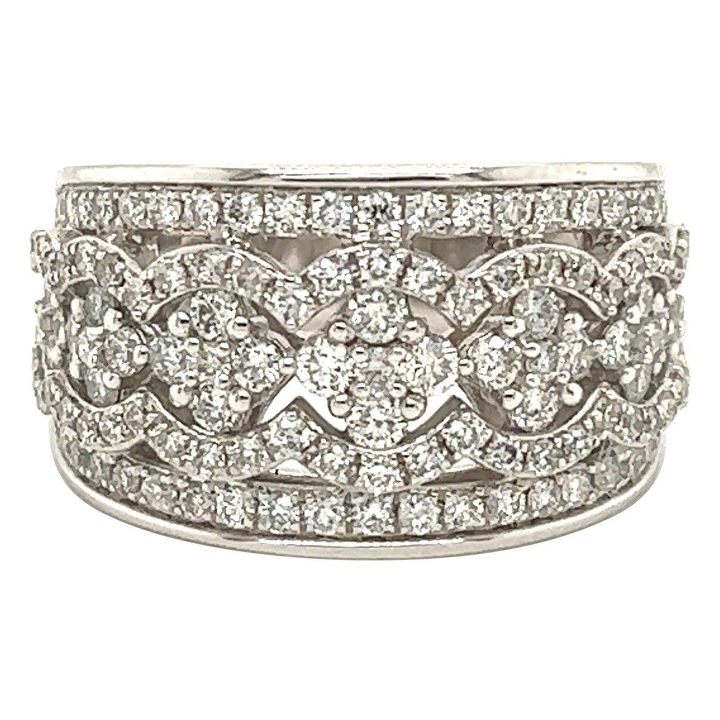 Modern Wide Band Decorative Diamond Band Ring