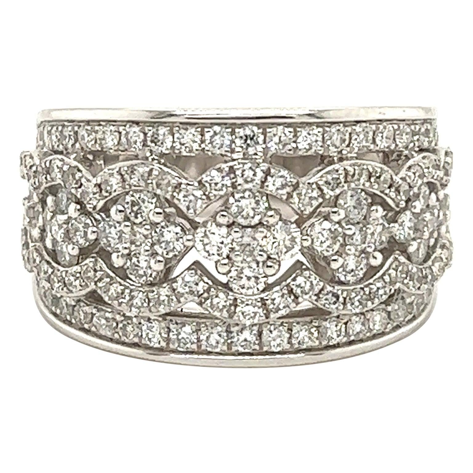 Modern Wide Band Decorative Diamond Band Ring