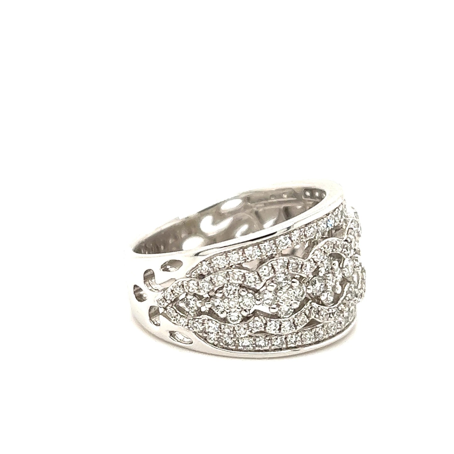 Modern Wide Band Decorative Diamond Band Ring
