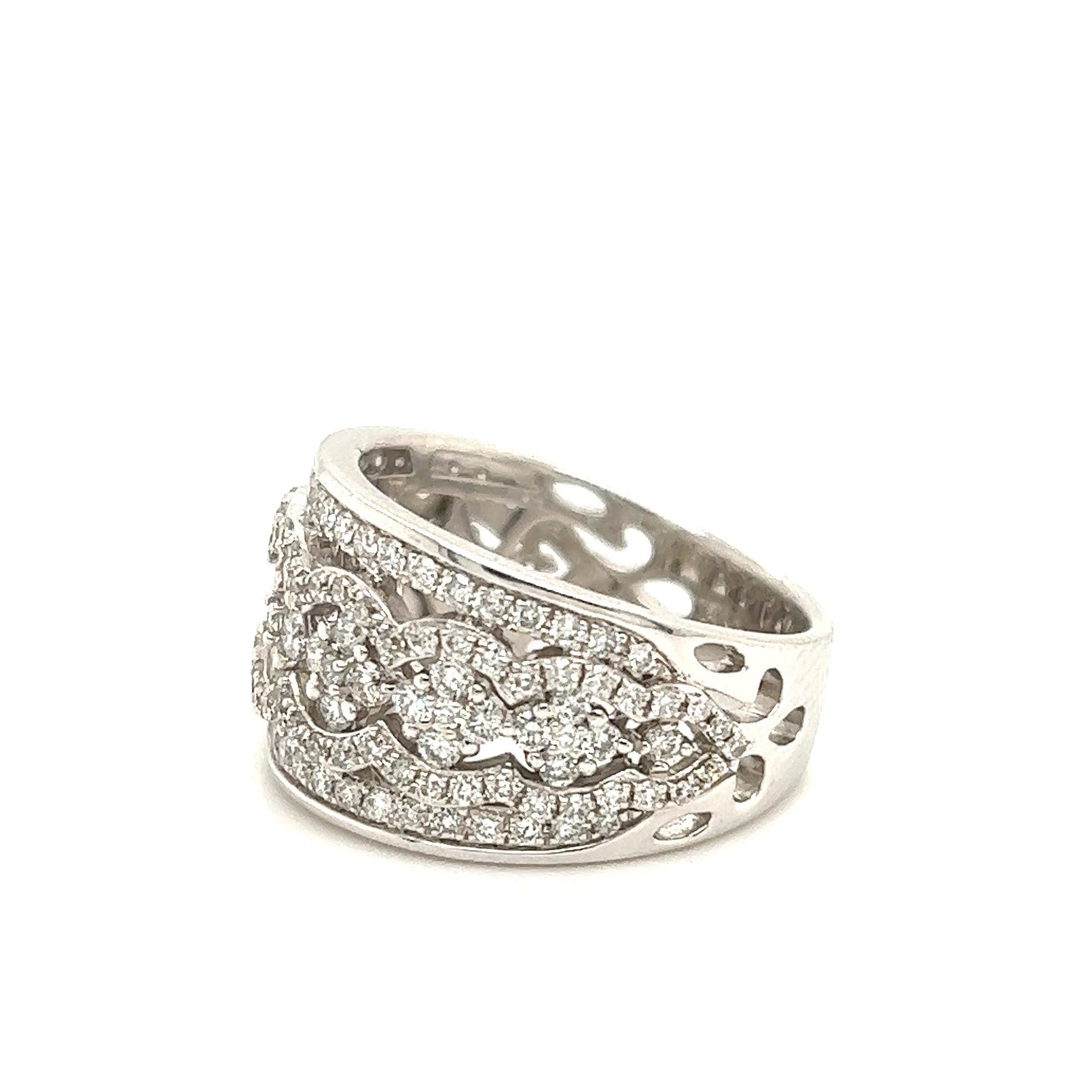 Modern Wide Band Decorative Diamond Band Ring