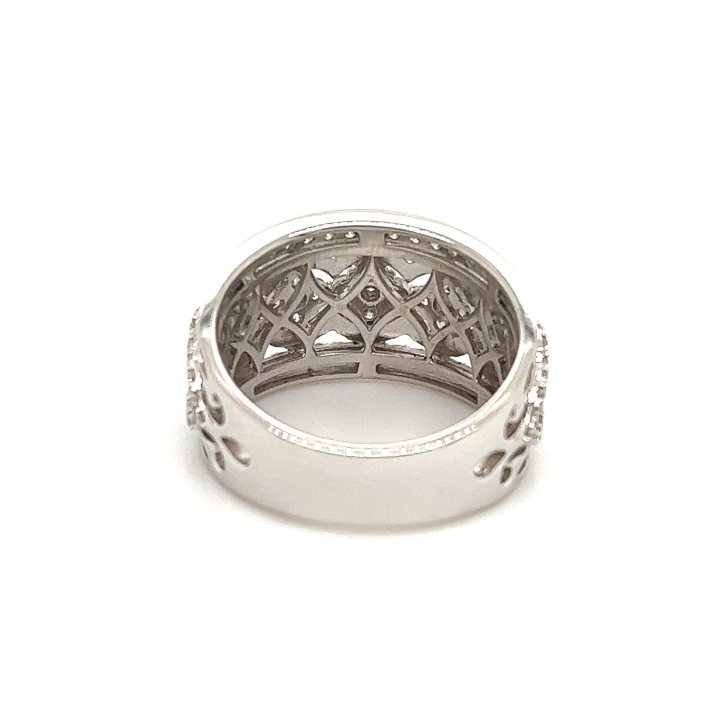 Modern Wide Band Decorative Diamond Band Ring